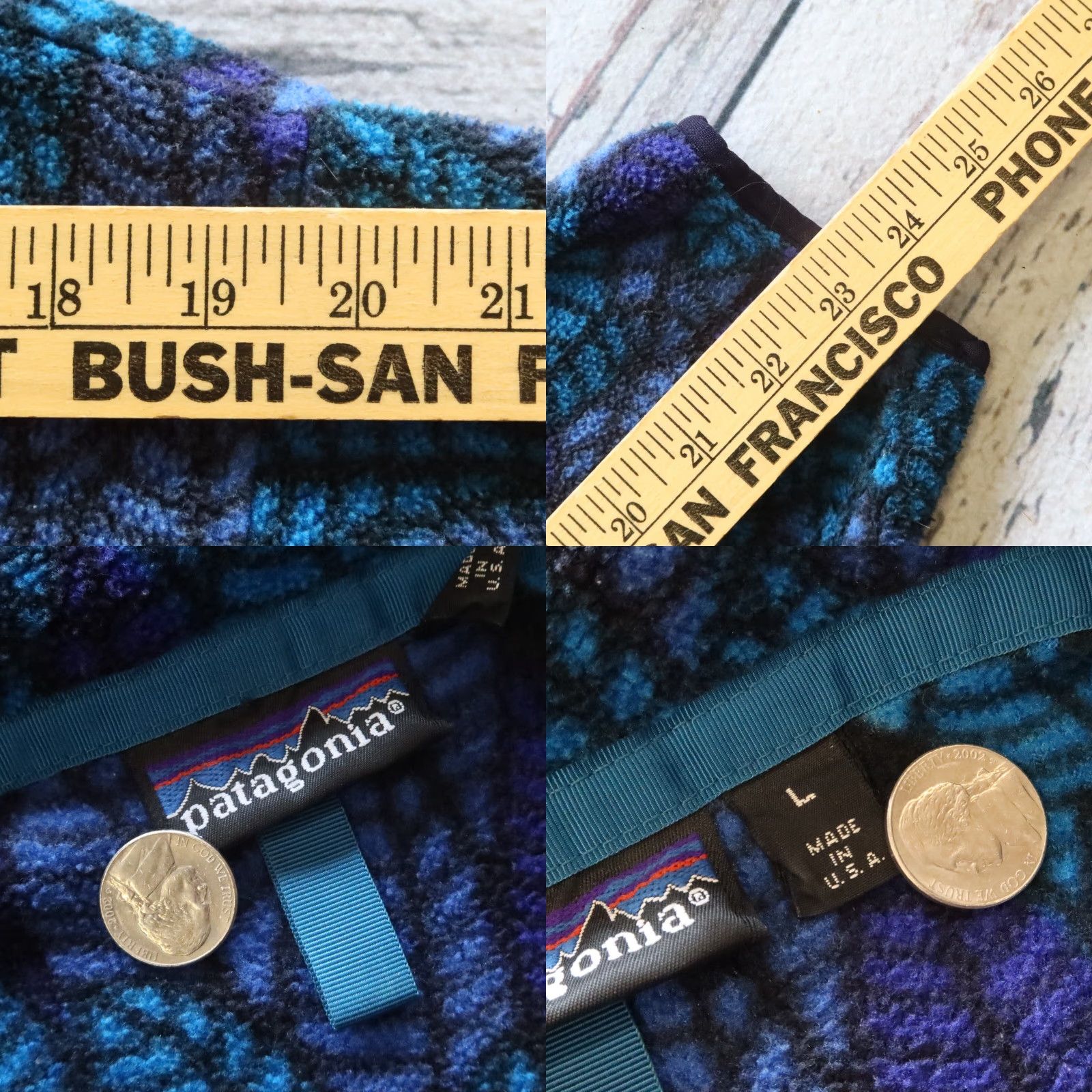 Patagonia VINTAGE Patagonia Leaf Pattern Snap-T Fleece Pullover Jacket Men L Blue Size US L / EU 52-54 / 3 - 8 Thumbnail