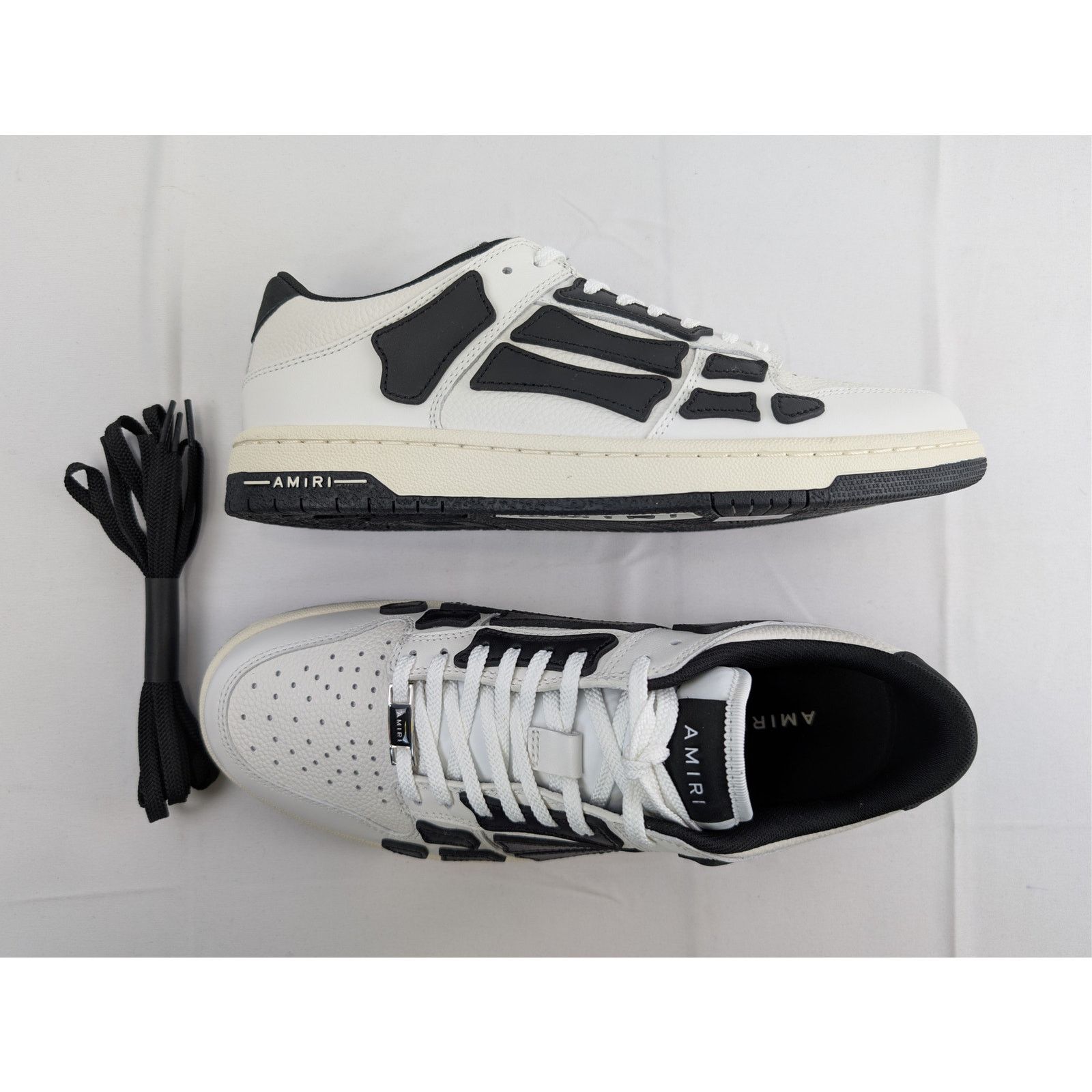 Amiri o1rshd1 Skelton Low-Top Sneakers in White/Black Size US 7 / EU 40 - 1 Thumbnail
