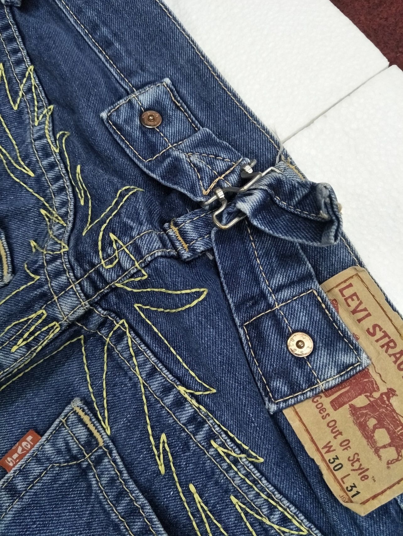 If Six Was Nine × Levi's × Vintage Levis Buckle Baggy Wide Leg Flamming Stitch Travis Scott Size US 30 / EU 46 - 10 Thumbnail