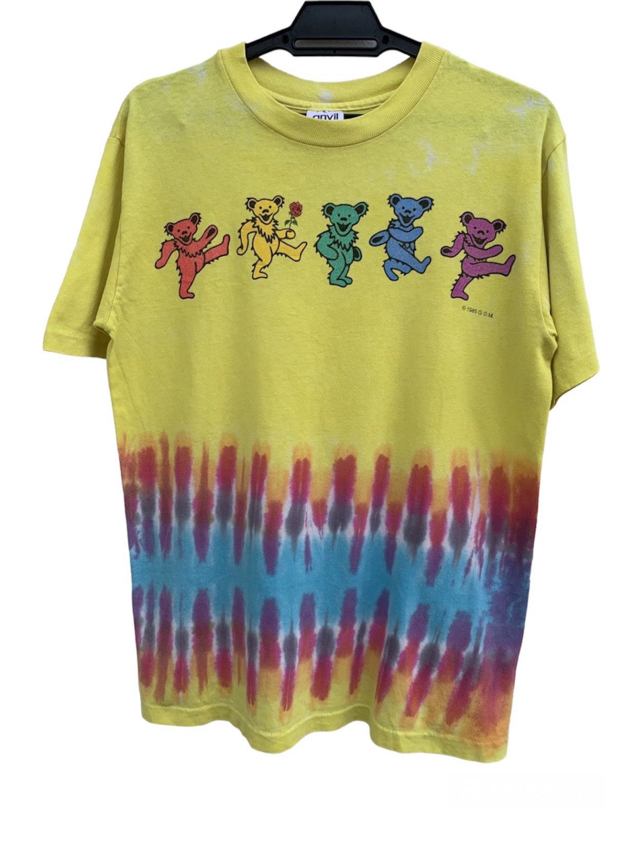 image of Band Tees x Grateful Dead Vintage 1985 Grateful Dead Marching Bear Tie Dye Band Tee in Yellow (Size