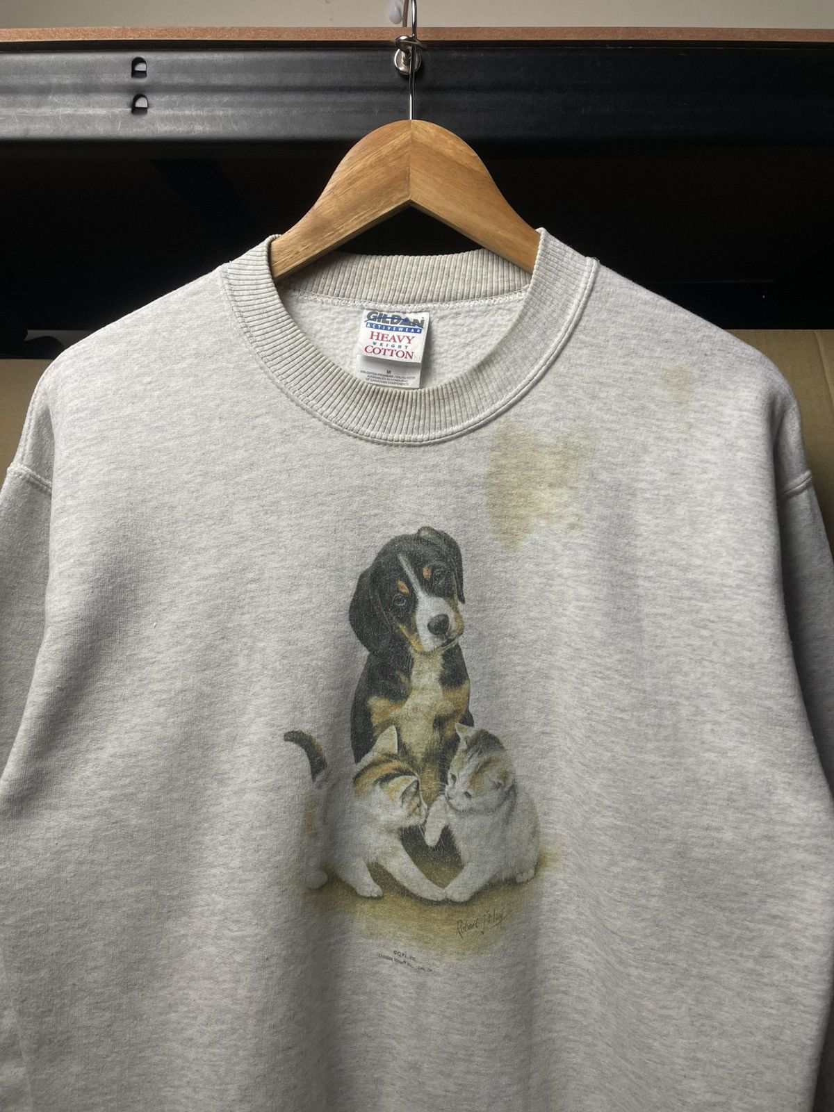 Gildan vintage heather gray crewneck sweatshirt Size US M / EU 48-50 / 2 - 2 Thumbnail