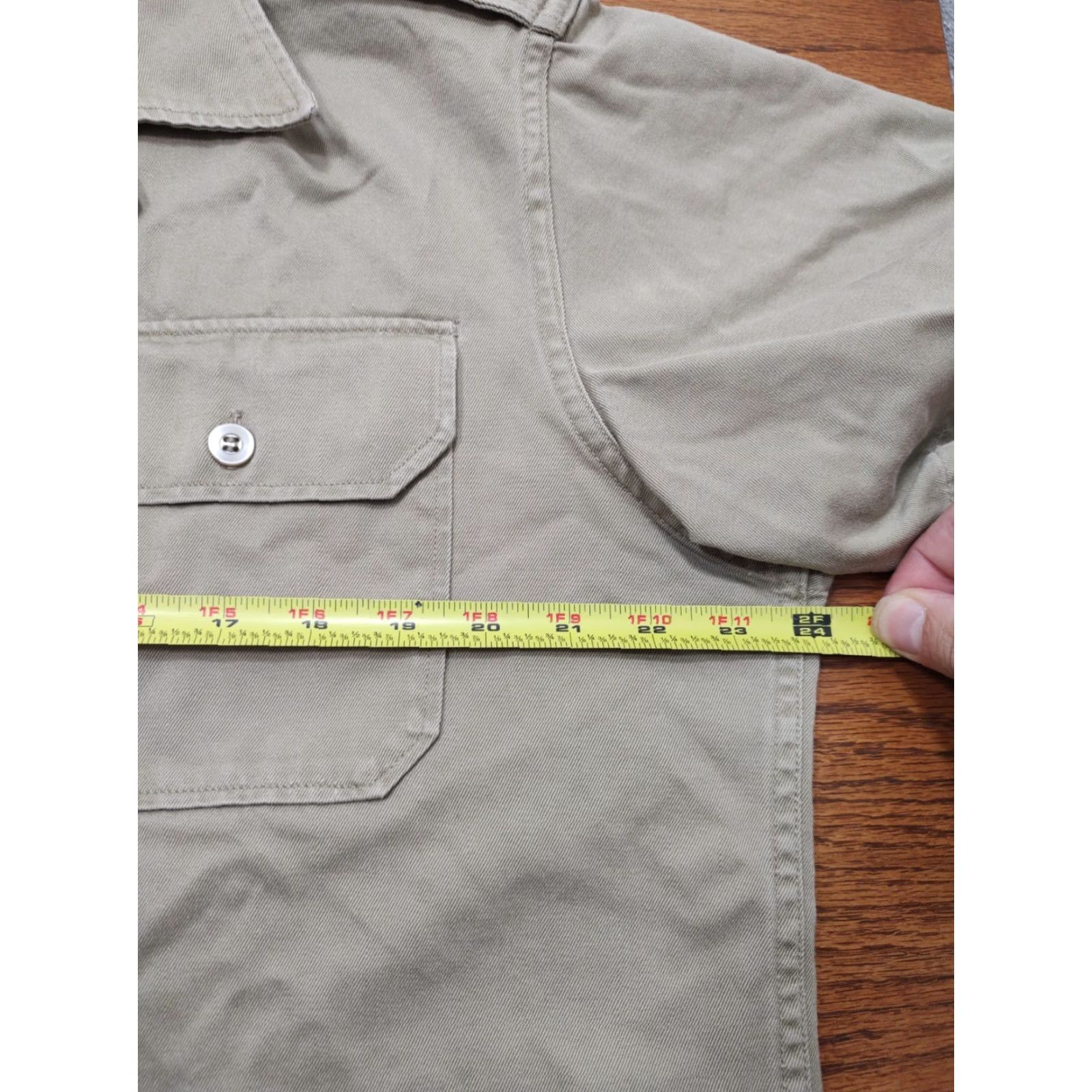 Vintage VINTAGE Unbranded Shirt Men L Beige Cotton Canvas Short Sleeve Button-Up Military Pockets 48 Chest Reg/Classic Size US L / EU 52-54 / 3 - 5 Thumbnail