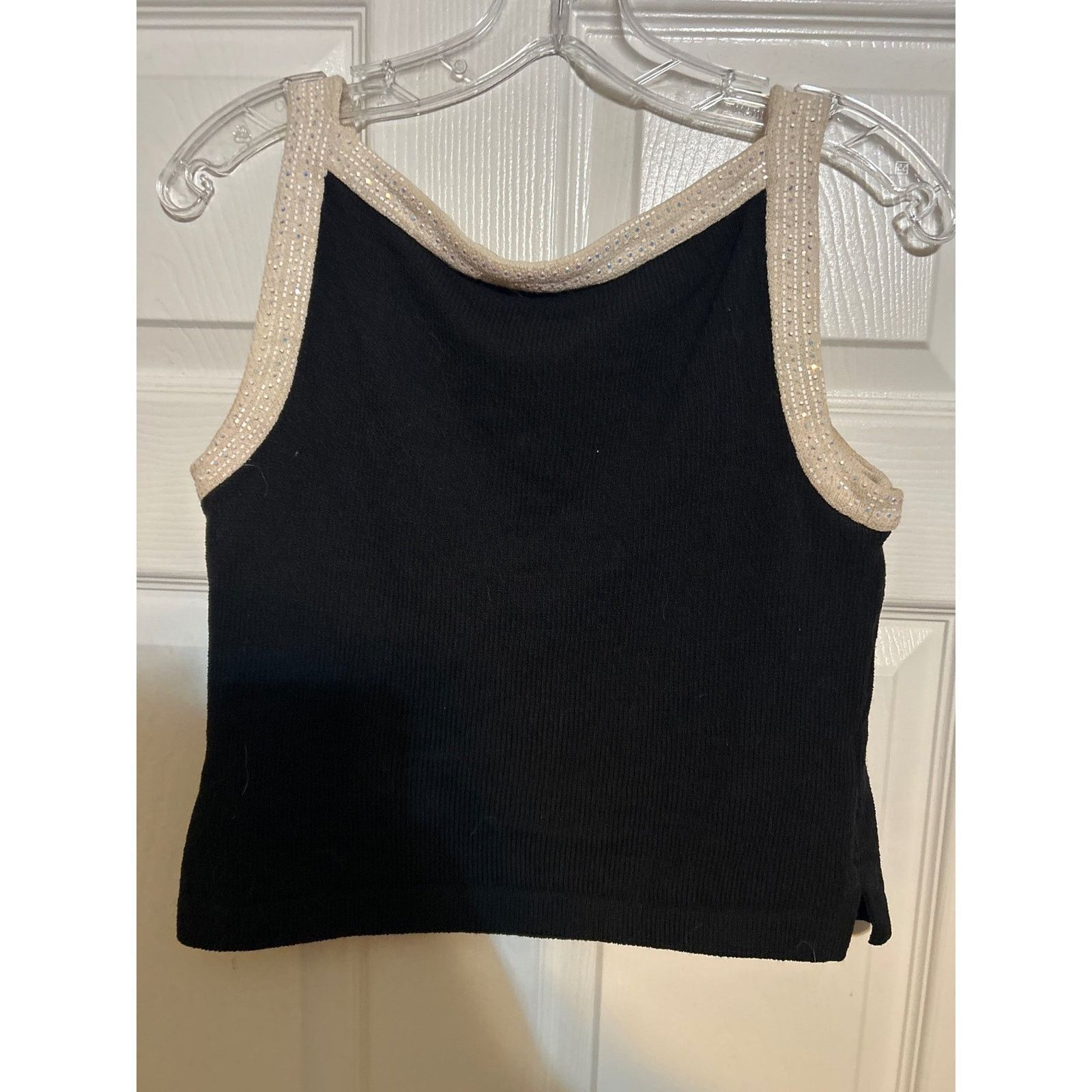 St. John St John Knit Tank Top Black Cream Rhinestone Scoop Womens P Size XS / US 0-2 / IT 36-38 - 5 Thumbnail