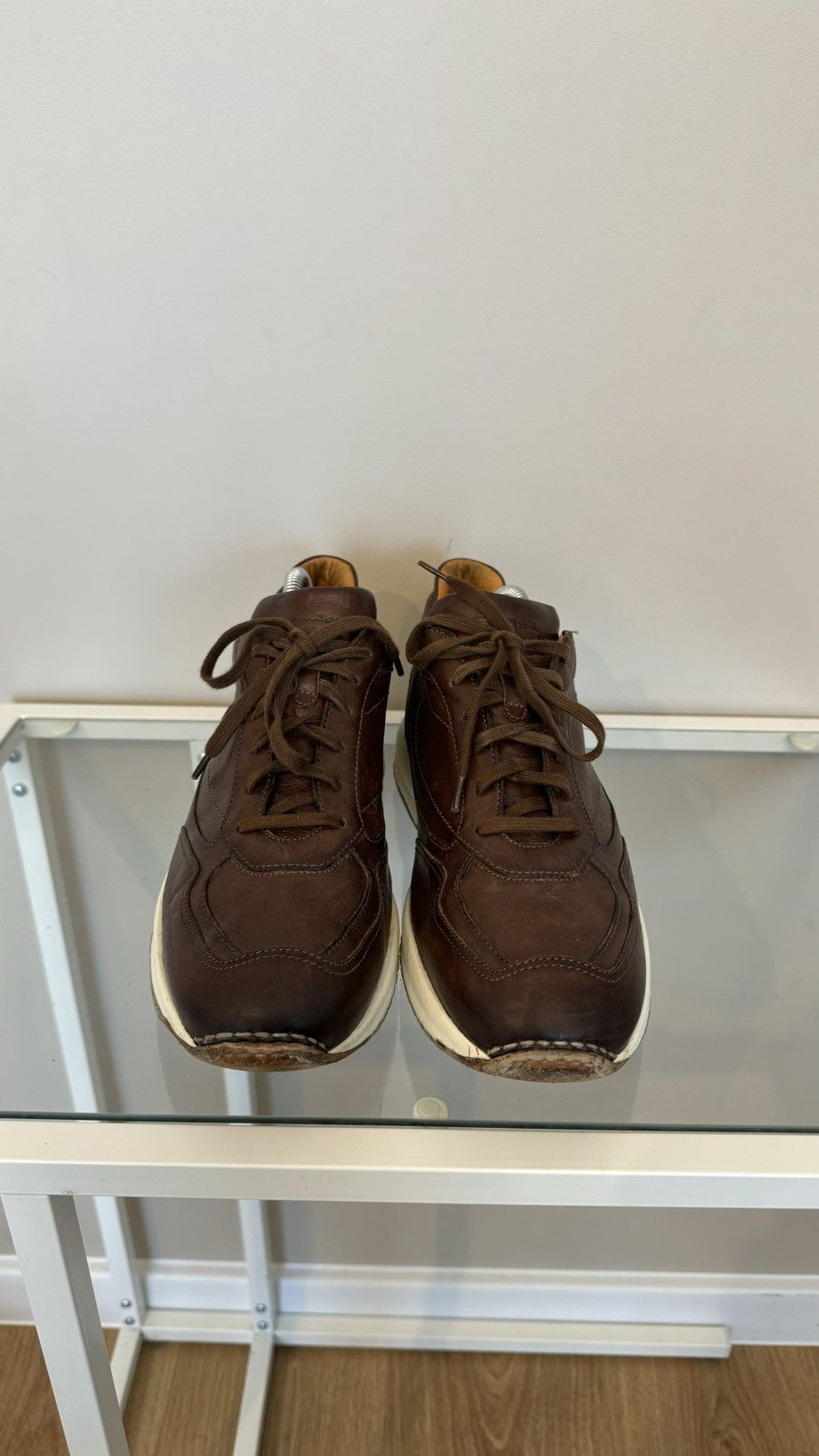 Santoni Santoni Brown leather sneakers lace up made in Italy rare Size US 9.5 / EU 42-43 - 3 Thumbnail