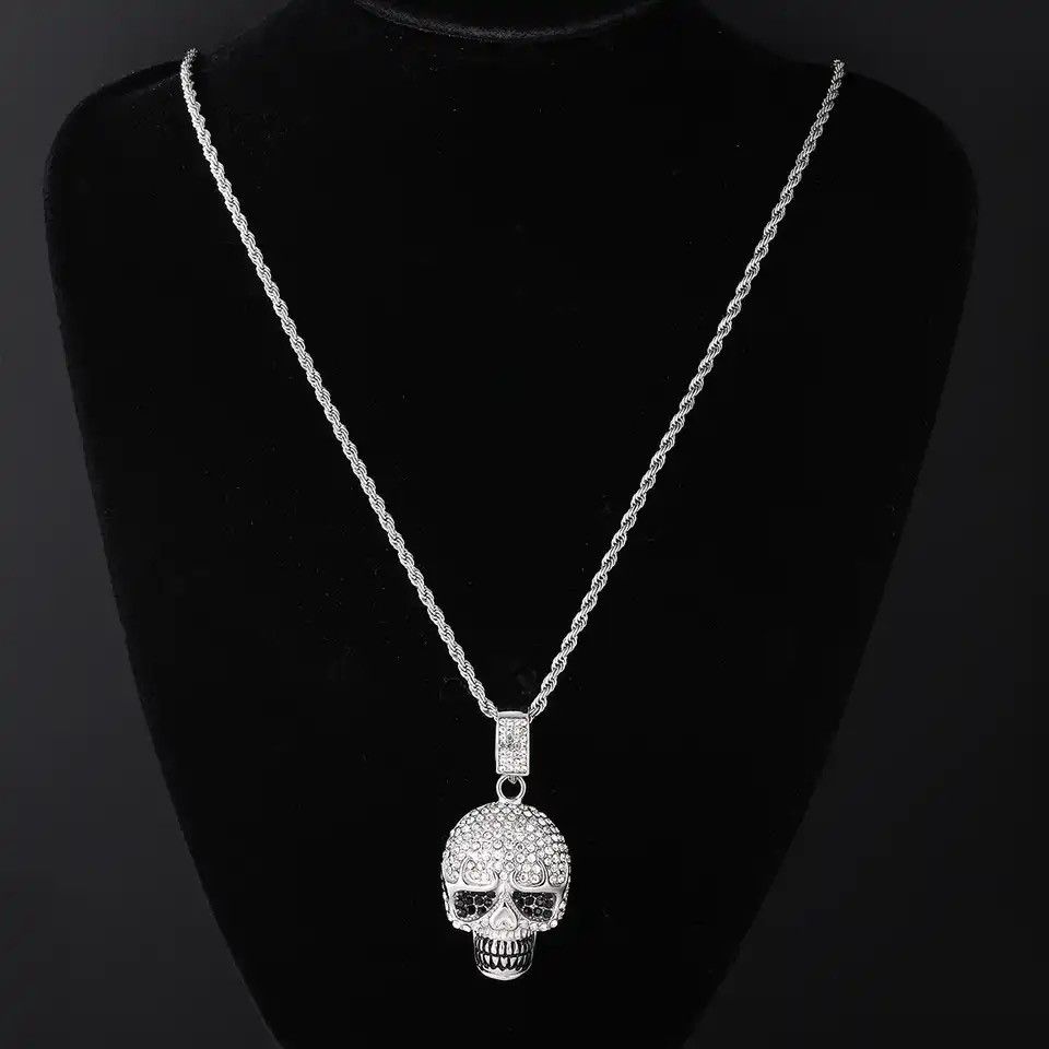 Jewelry × Vintage Men Skull Pendant Necklace Stainless Steel Gothic Punk Size ONE SIZE - 1 Thumbnail