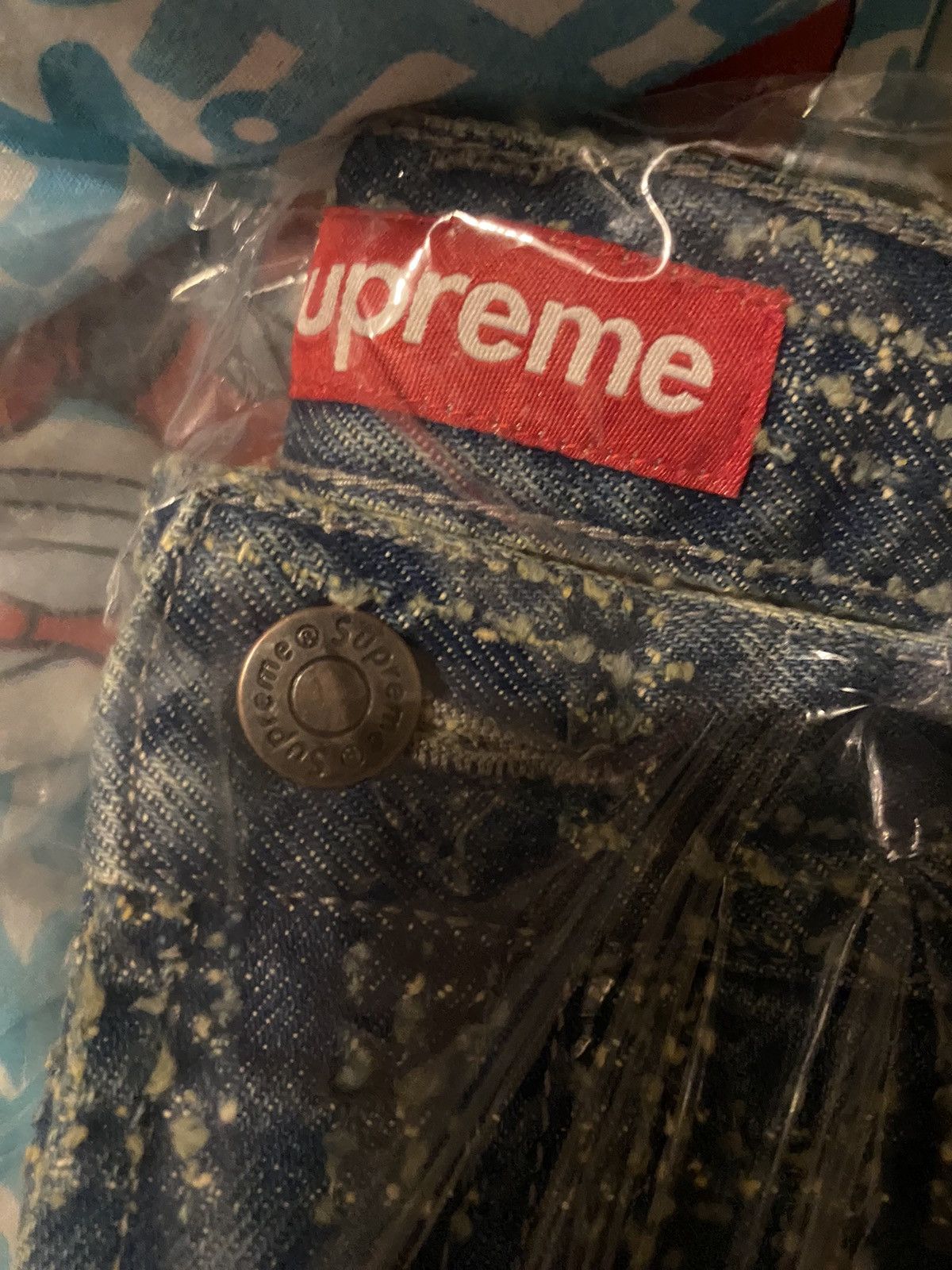 Supreme Needle Punch Regular Jean Washed Blue Size 36