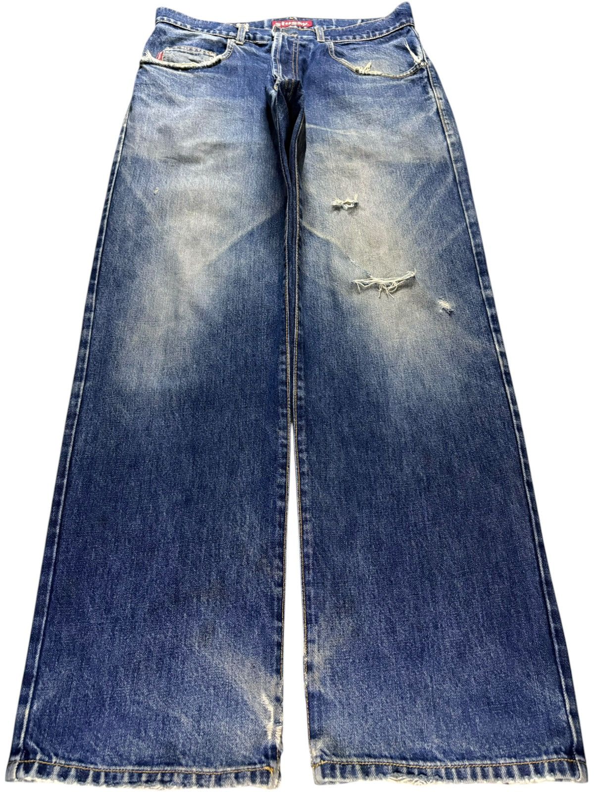 Vintage Stussy Mud Wash Distressed Loose Baggy Jeans