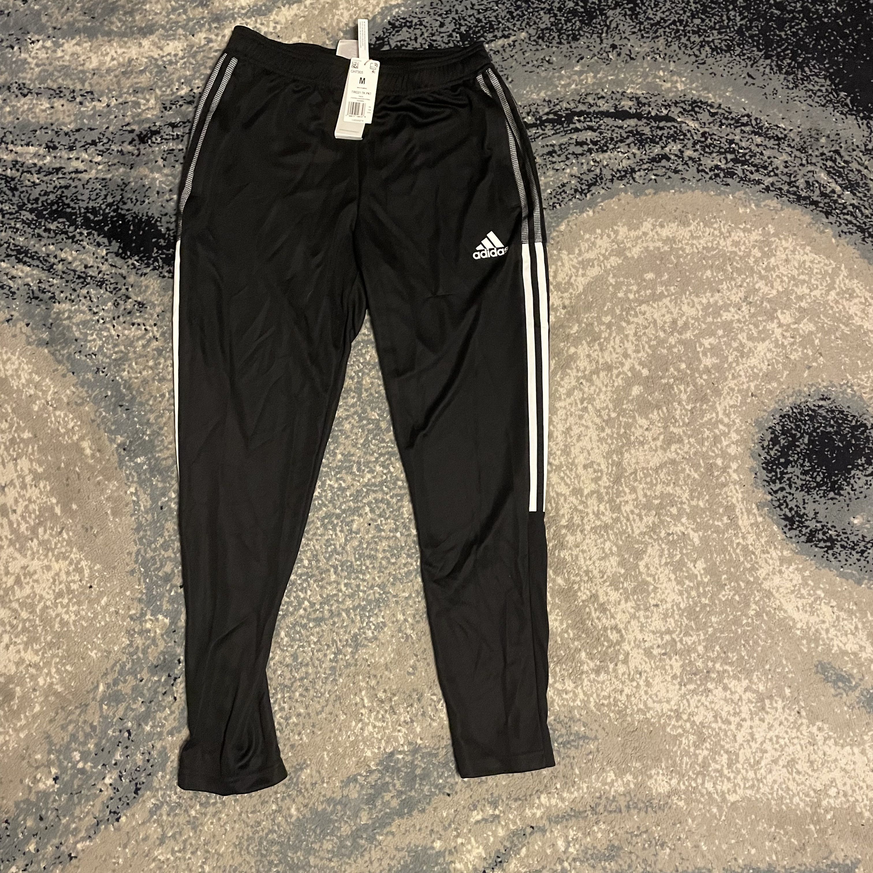 Adidas NWT Adidas Track Pants Black Medium Y2K Streetwear Joggers Size US 31 - 1 Thumbnail