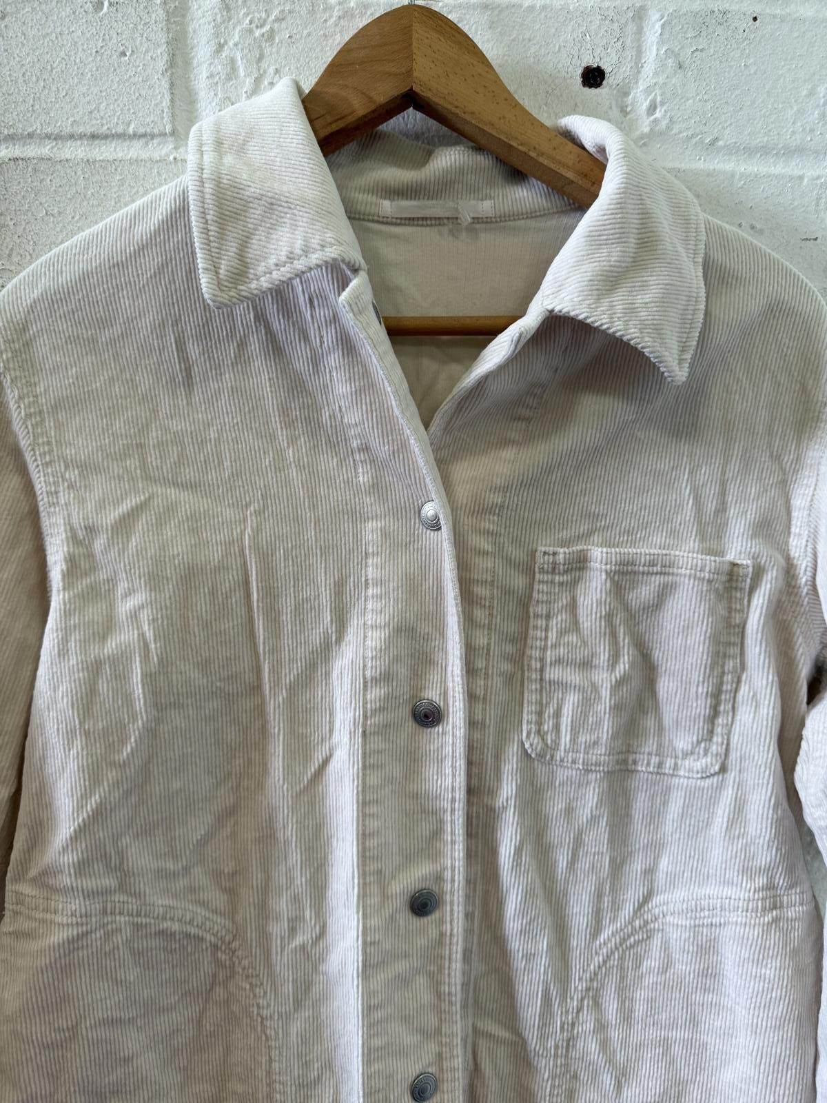 Designer Chic Cream Corduroy Jacket with Pocket Size US M / EU 48-50 / 2 - 2 Thumbnail