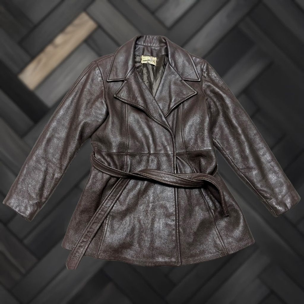 Doublet VINTAGE deerskin coat jacket 36-38 XS brown deerskin leather blazer belt double breasted Size 34R - 1 Thumbnail