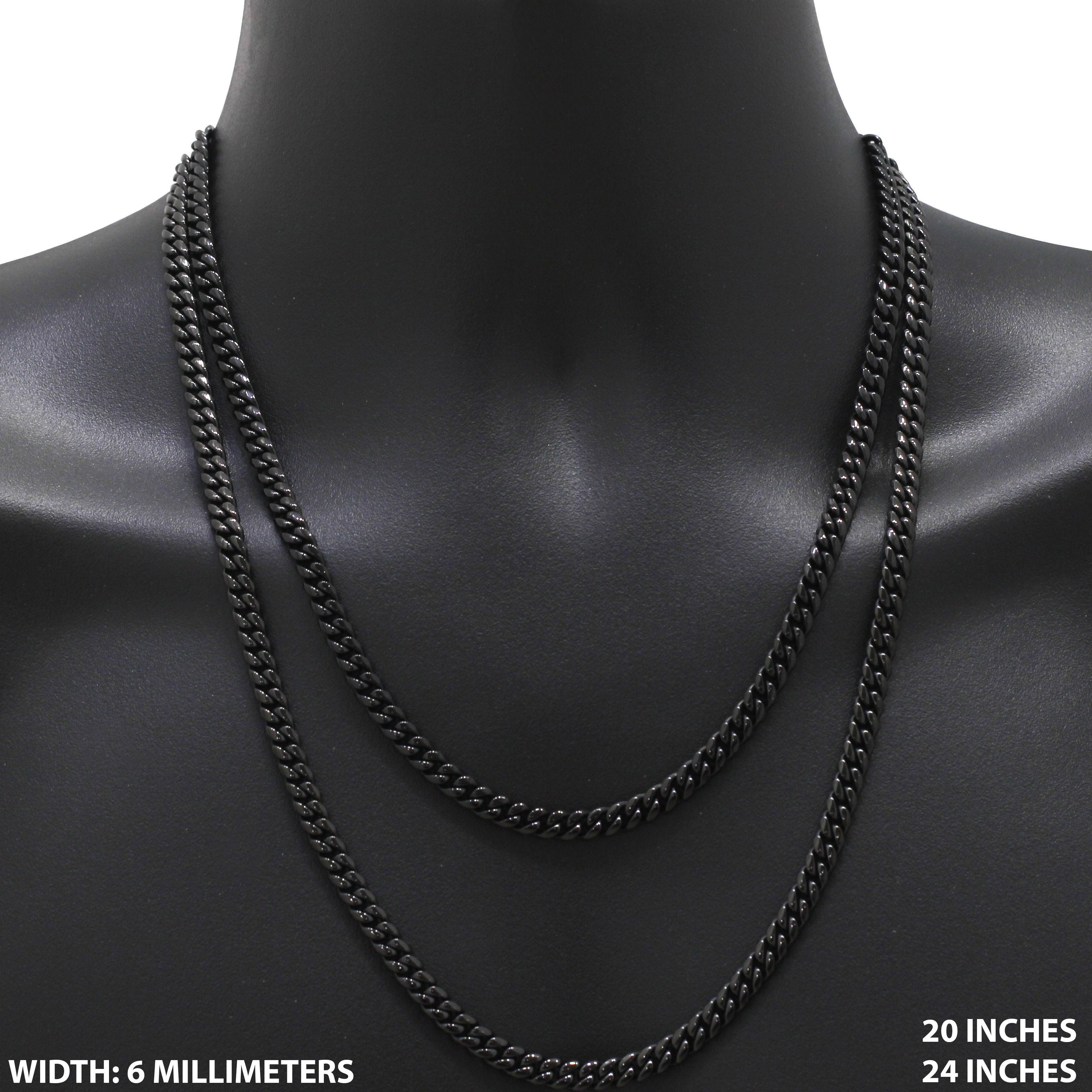 Other 316L SS Black 6mm Miami Cuban Link Chain Necklace 24" Size ONE SIZE - 1 Thumbnail