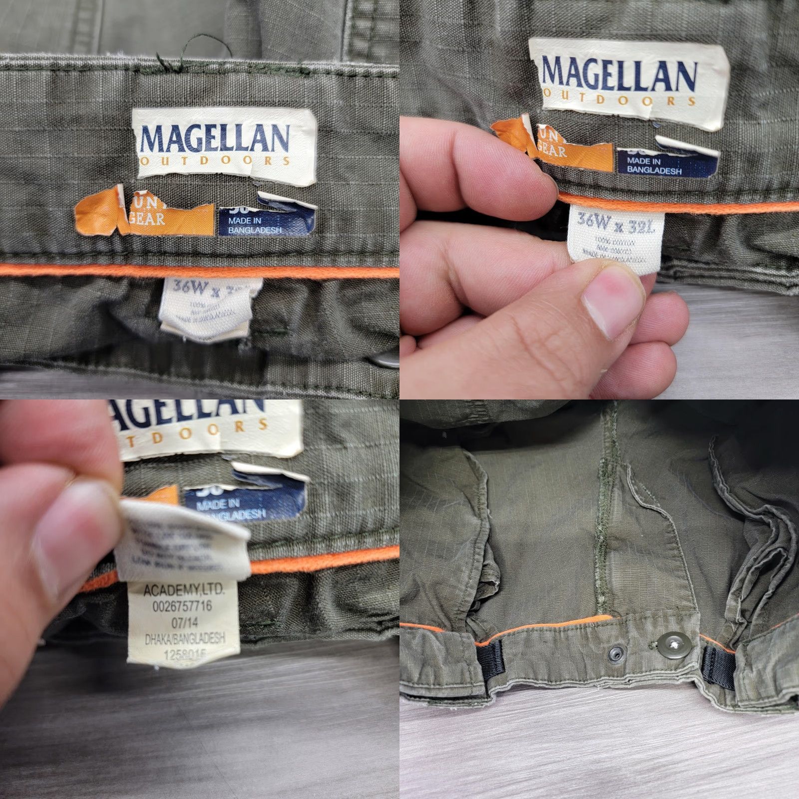 Vintage Magellan Outdoors Pants Mens 36x32 Green Cargo Canvas Elastic Waist Pockets Size US 36 / EU 52 - 9 Thumbnail