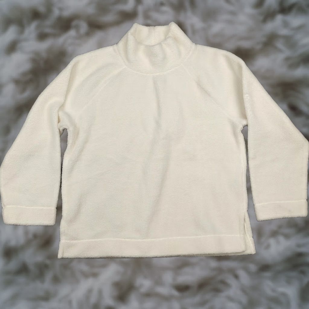 J.Crew J. Crew Sweater Womens Large White Fleece Turtleneck Raglan Pullover Cozy Shirt Clothing Size L / US 10 / IT 46 - 1 Thumbnail