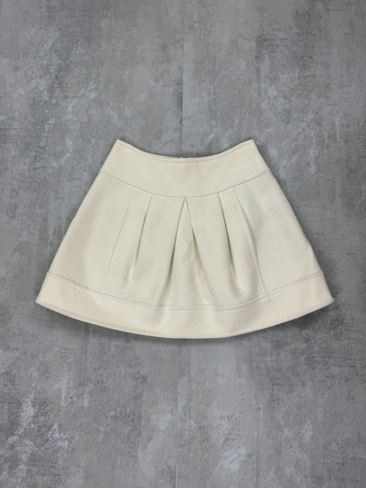 Designer × Malo malo Wool Skirt Pleated Mini Skirt White-Cream Womens Size 27" / US 4 / IT 40 - 1 Thumbnail