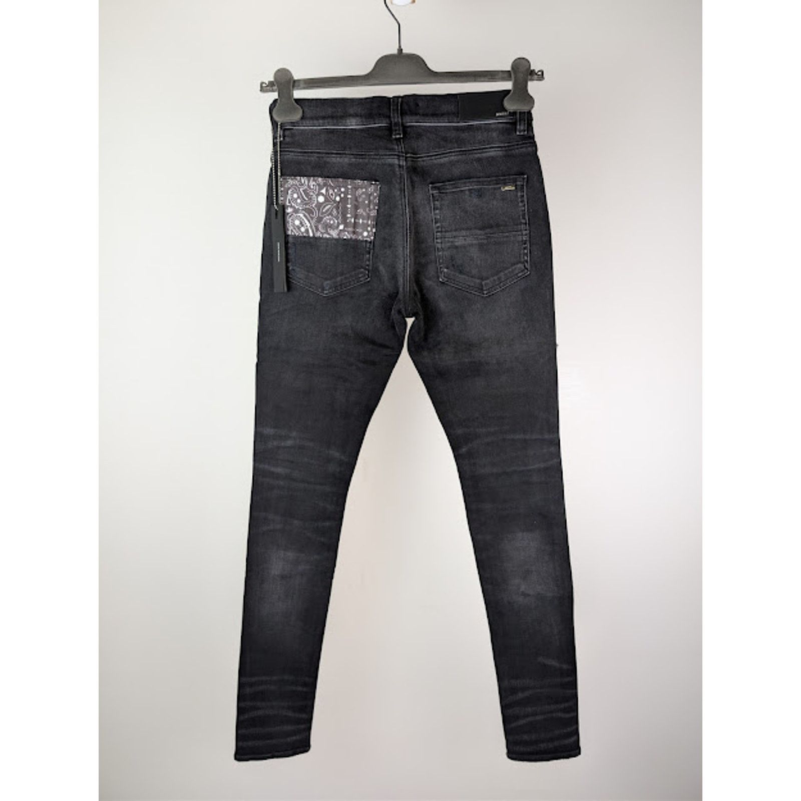 Amiri o1rshd1 Vintage Bandana Artpatch Skinny Denim Jeans Black Size US 36 / EU 52 - 11 Thumbnail