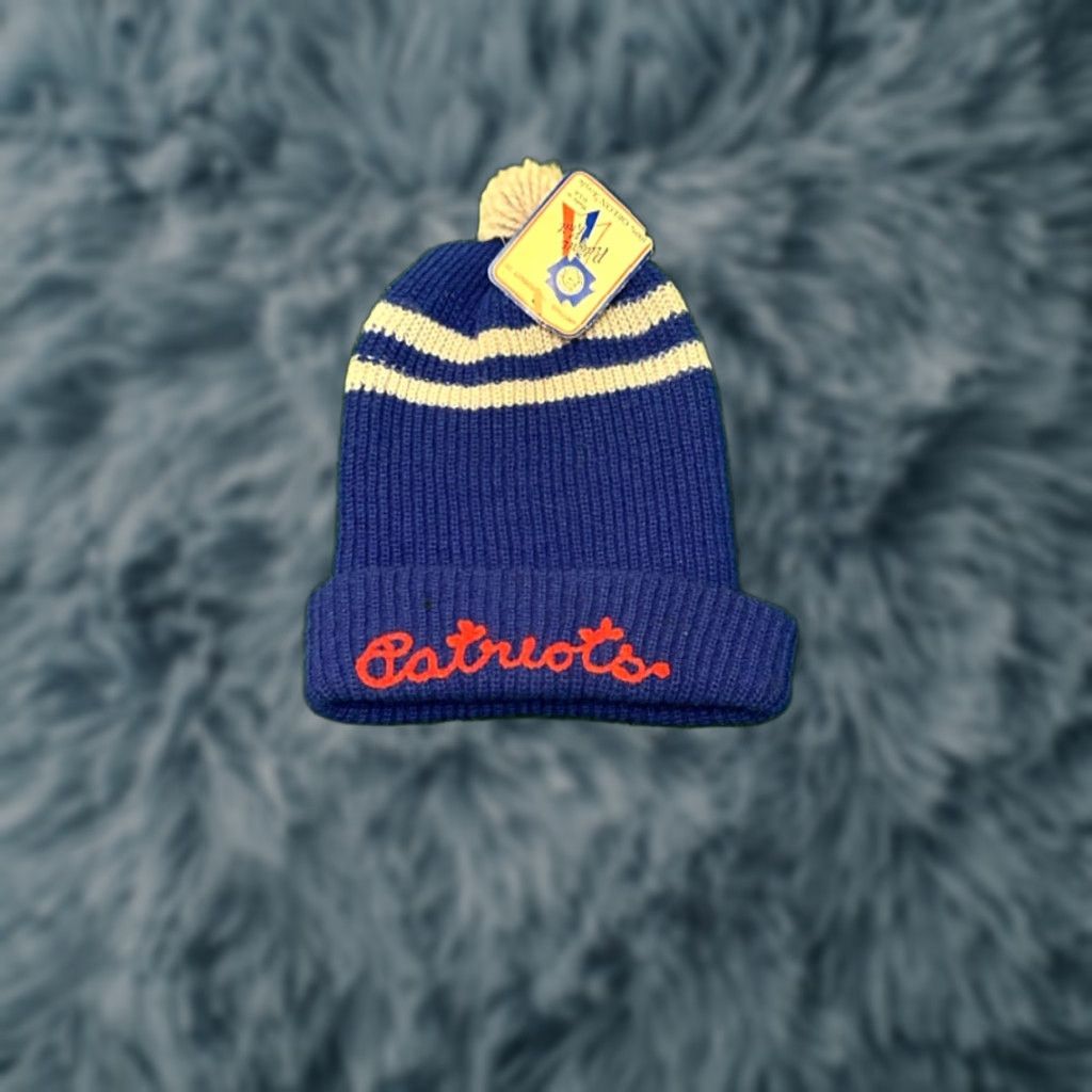 Vintage VINTAGE Patriots Script Stitch Logo VTG Beanie Winter Cap Knit NWT Pedigree Knit Men One Size Blue USA 80s 90s Sports Football Hip Hop Hat - Mens Size ONE SIZE - 1 Thumbnail