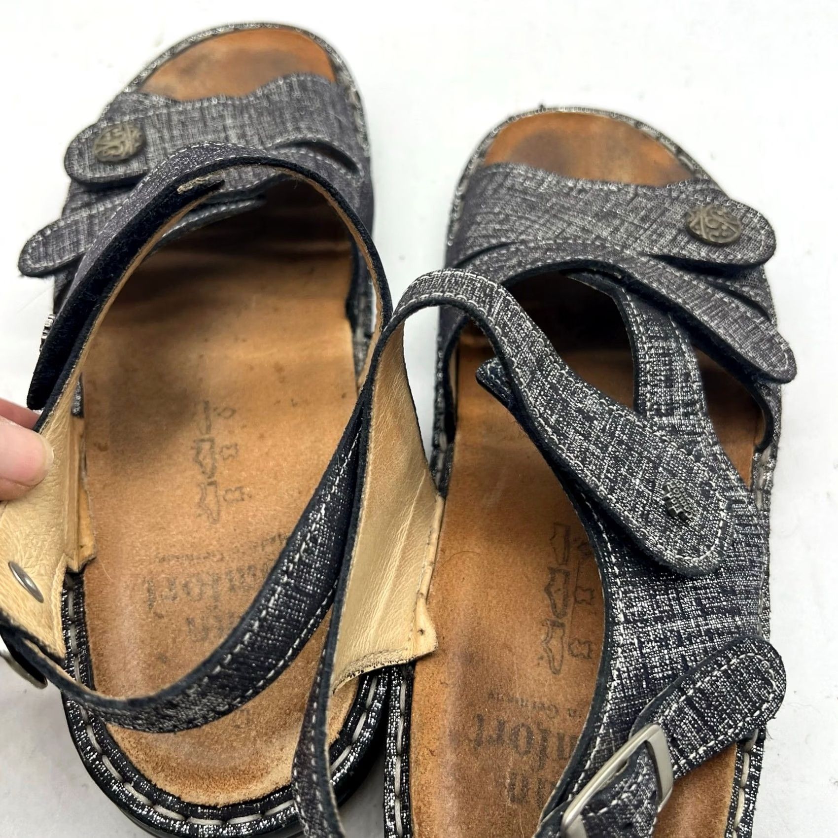Vintage Finn Comfort Gomera Sandals Women 38 US 7-7.5 Metallic Silver Leather Slingback Size US 7 / IT 37 - 6 Thumbnail
