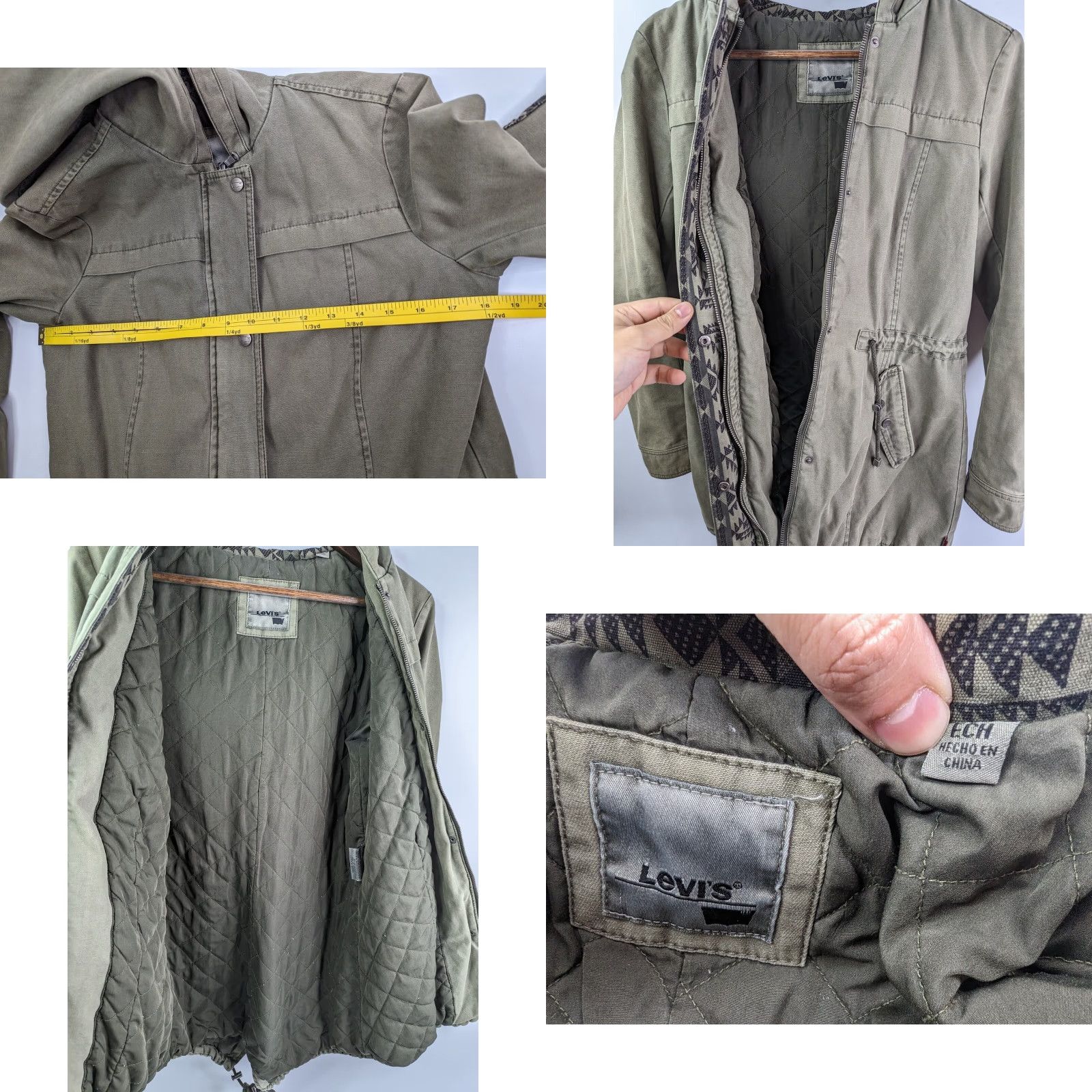 Levi's Levi's Military Quilt Lined Aztec Elbow &Trim Green Hooded Coat Jacket ECH (XXS) Women Cotton Denim Jacket11 Size XXS / US 00 / IT 34 - 8 Thumbnail