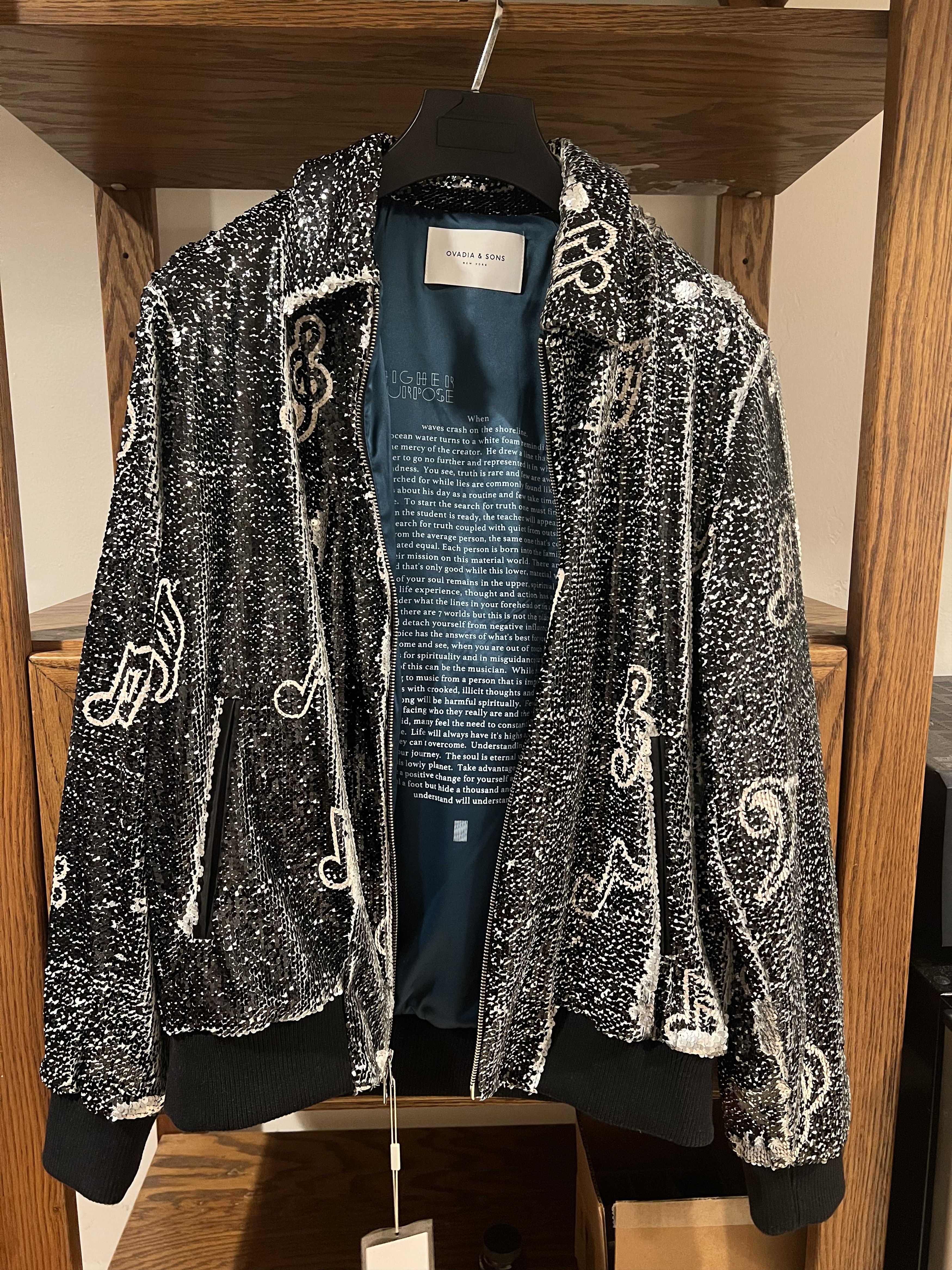 image of Ovadia Sons Ovadia & Sons Sequined Music Note Jacket L in Black, Men's (Size Large)