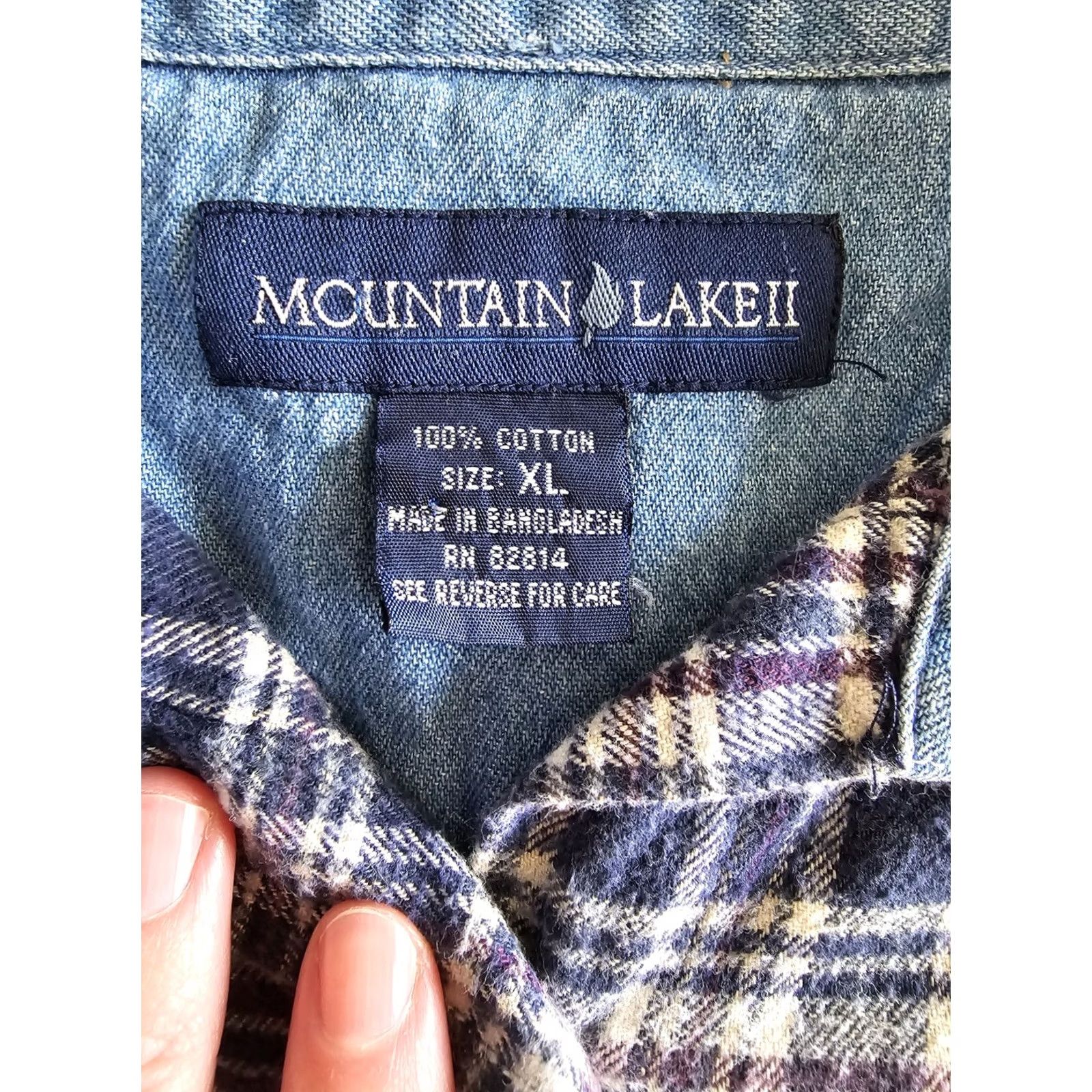 Vintage Vintage 90s Blue Plaid Button Up Mens XL Mountain Lake Grunge Skater Shirt Size US XL / EU 56 / 4 - 2 Thumbnail