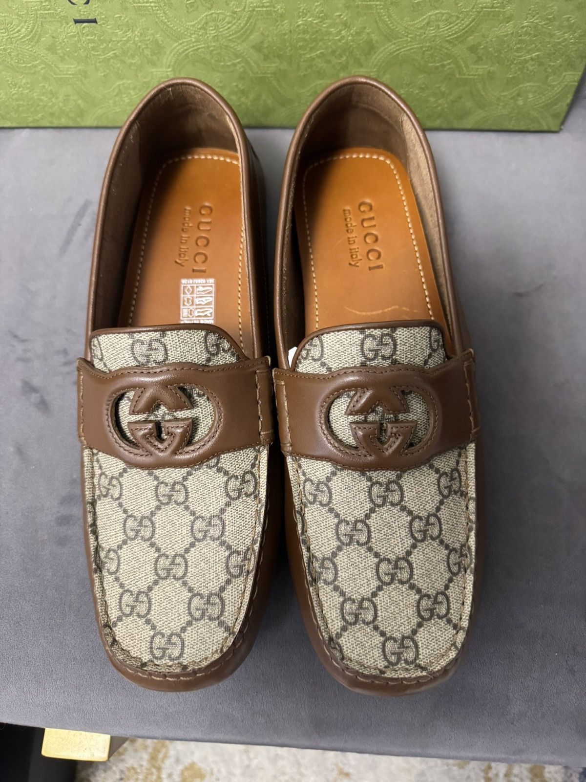 Gucci New Gucci GG Interlocking Men's Loafer Brown Drivers sz G8 Size US 8.5 / EU 41-42 - 6 Thumbnail