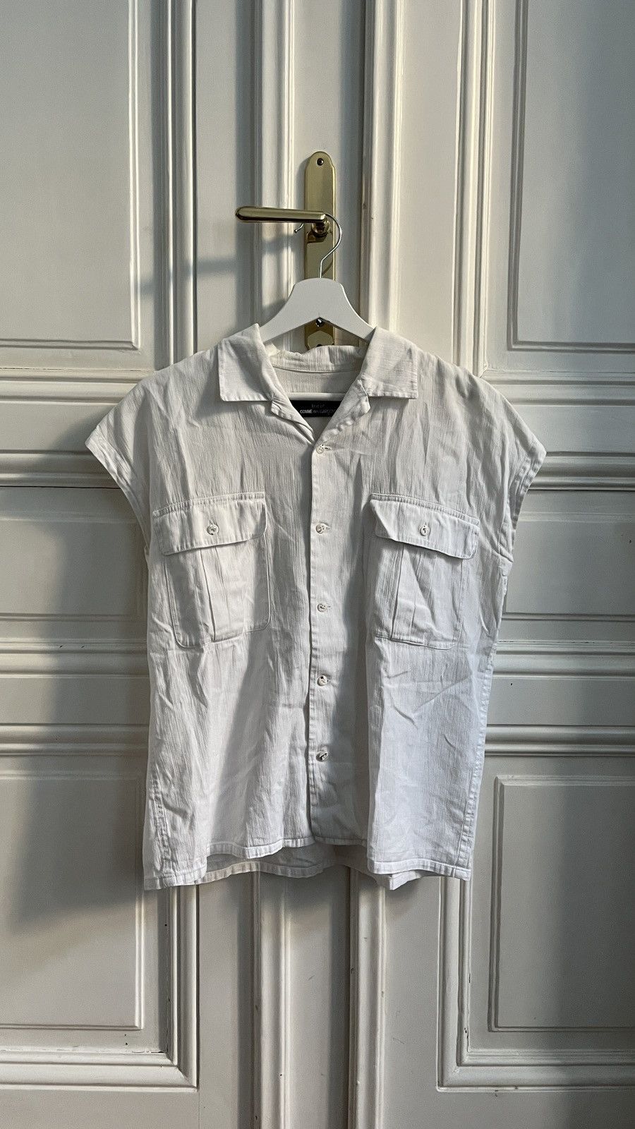 image of Comme Des Garcons Comme Des Garçons Tricot Sleeveless Shirt in White, Men's (Size Medium)
