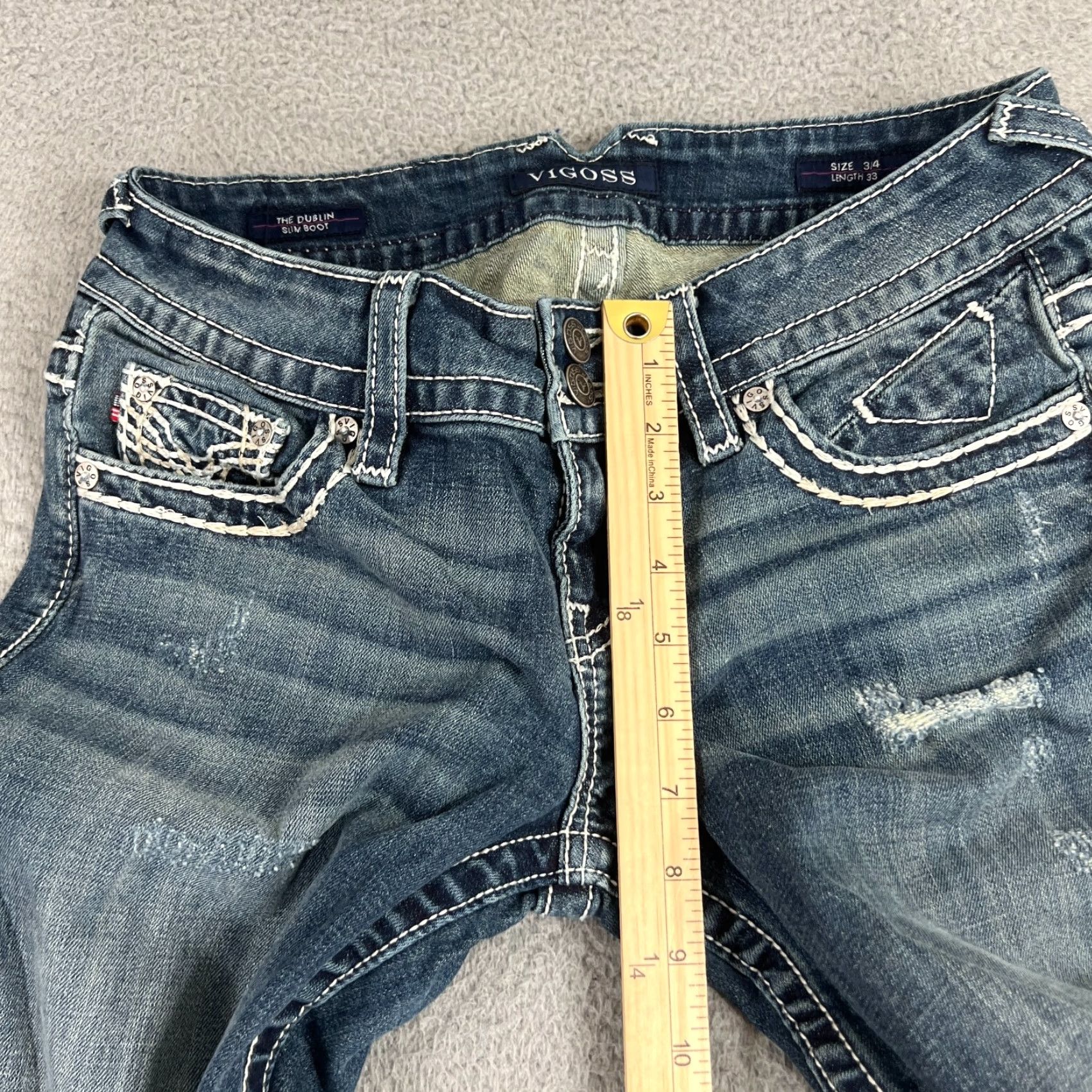 Vintage VIGOSS Slim Boot Jeans Women's Size 4 Blue Stretch Denim 5-Pocket Mid Rise Size 27" / US 4 / IT 40 - 4 Thumbnail
