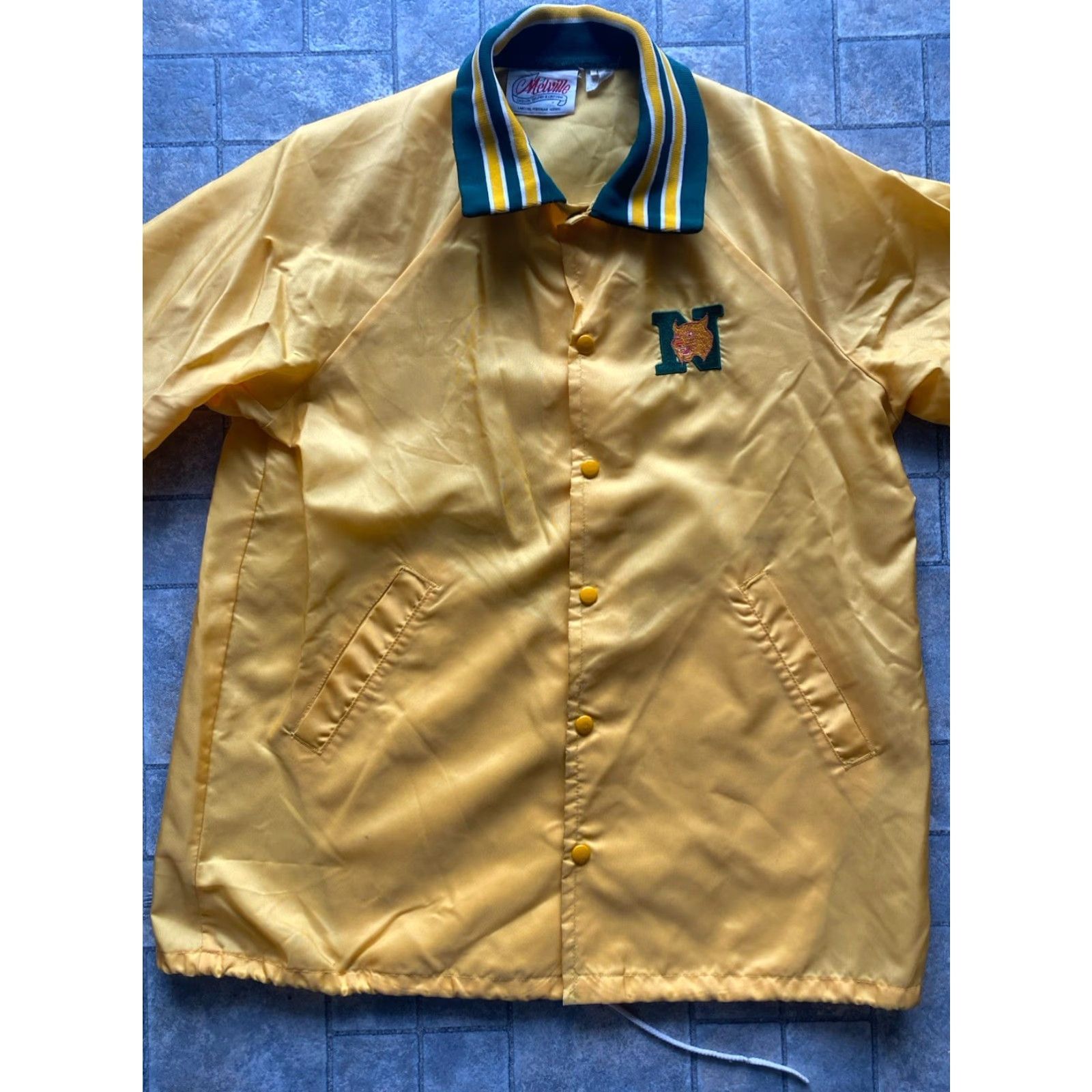 Logo 7 VINTAGE Melville Jacket University Logo Yellow Green L Men’s Regular 80s 90s Sports Logo Size US L / EU 52-54 / 3 - 2 Thumbnail