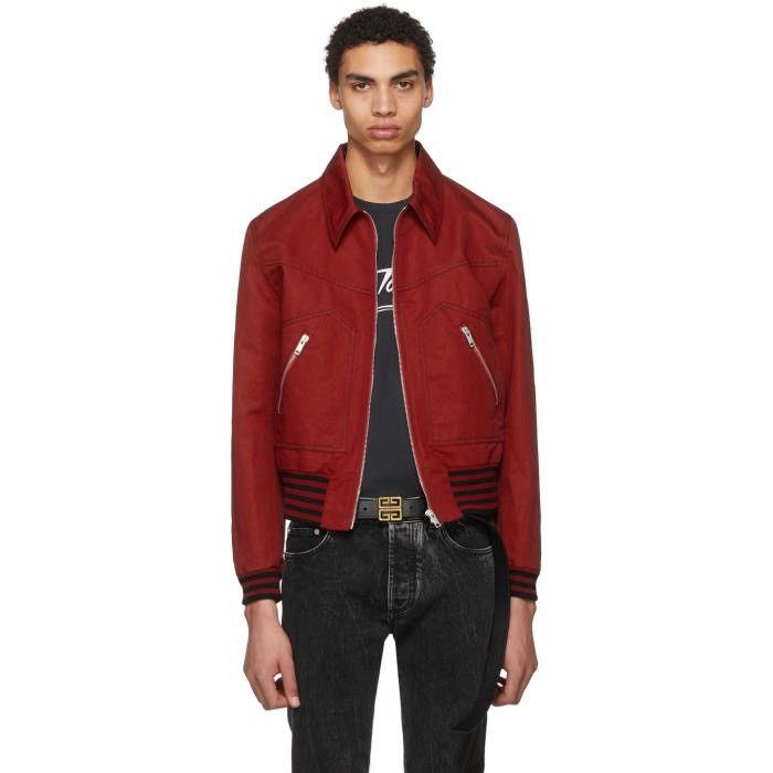 Givenchy Givenchy Red Gabardine Bomber Jacket Size US M / EU 48-50 / 2 - 10 Thumbnail