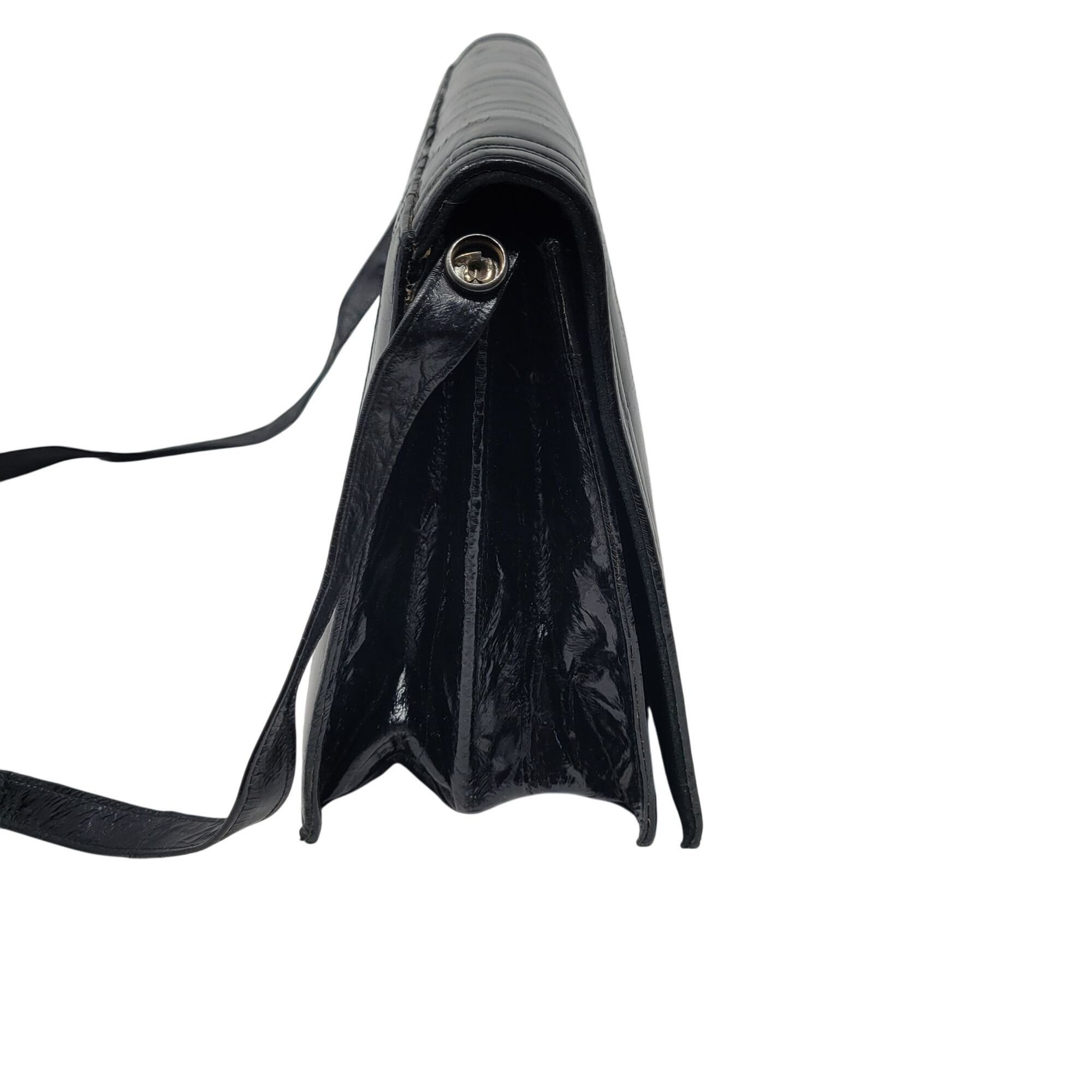 Vintage Vintage Womens Genuine Eel Skin Convertible Clutch Black Kor Size ONE SIZE - 6 Thumbnail