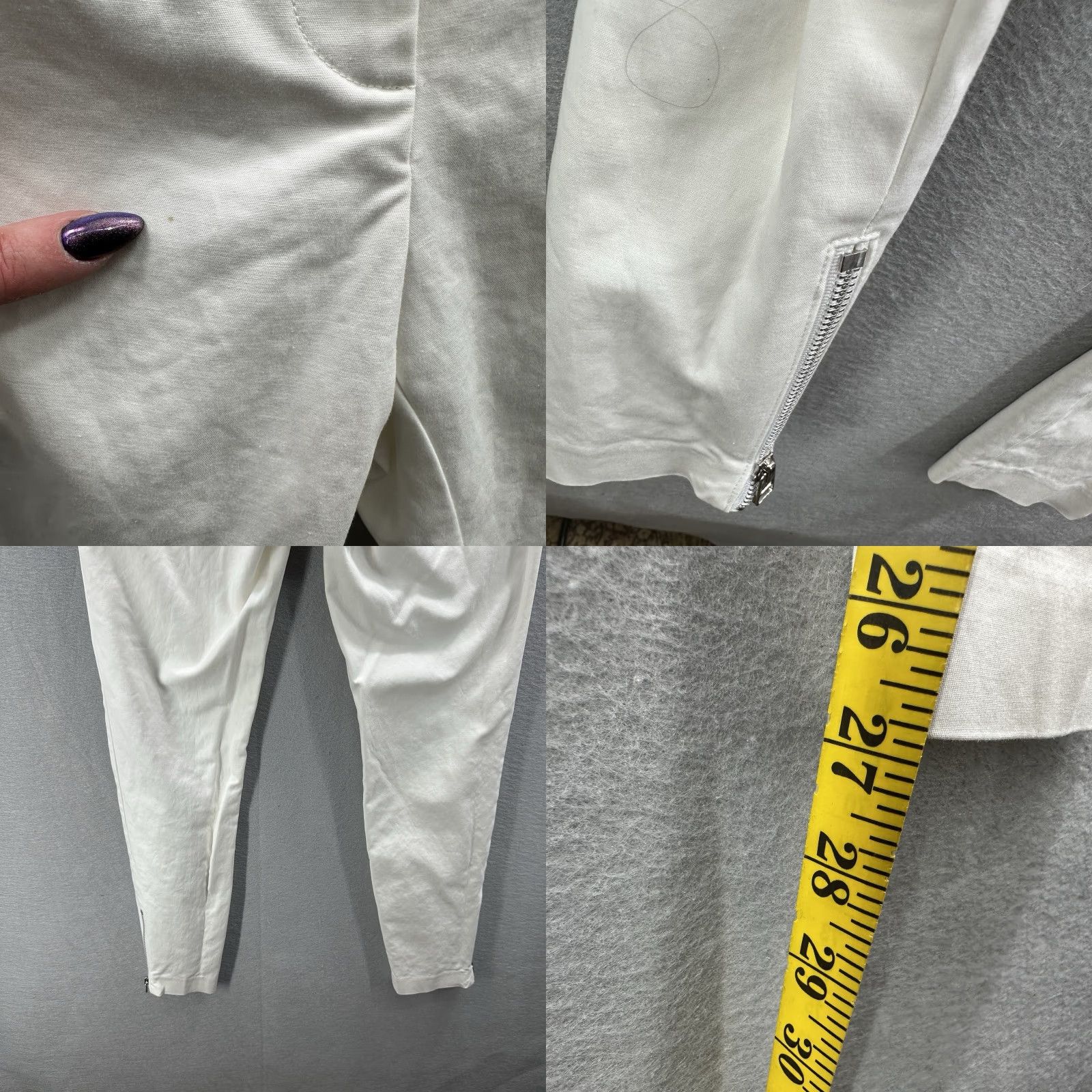 Veronica Beard VERONICA BEARD Pants Womens 2 Skinny Zip Ankle WHT Cotton Elastane Casual Business Workwear 2 White Slim Twill Zipper Pockets Street USA 90s? Size 26" / US 2 / IT 38 - 8 Thumbnail