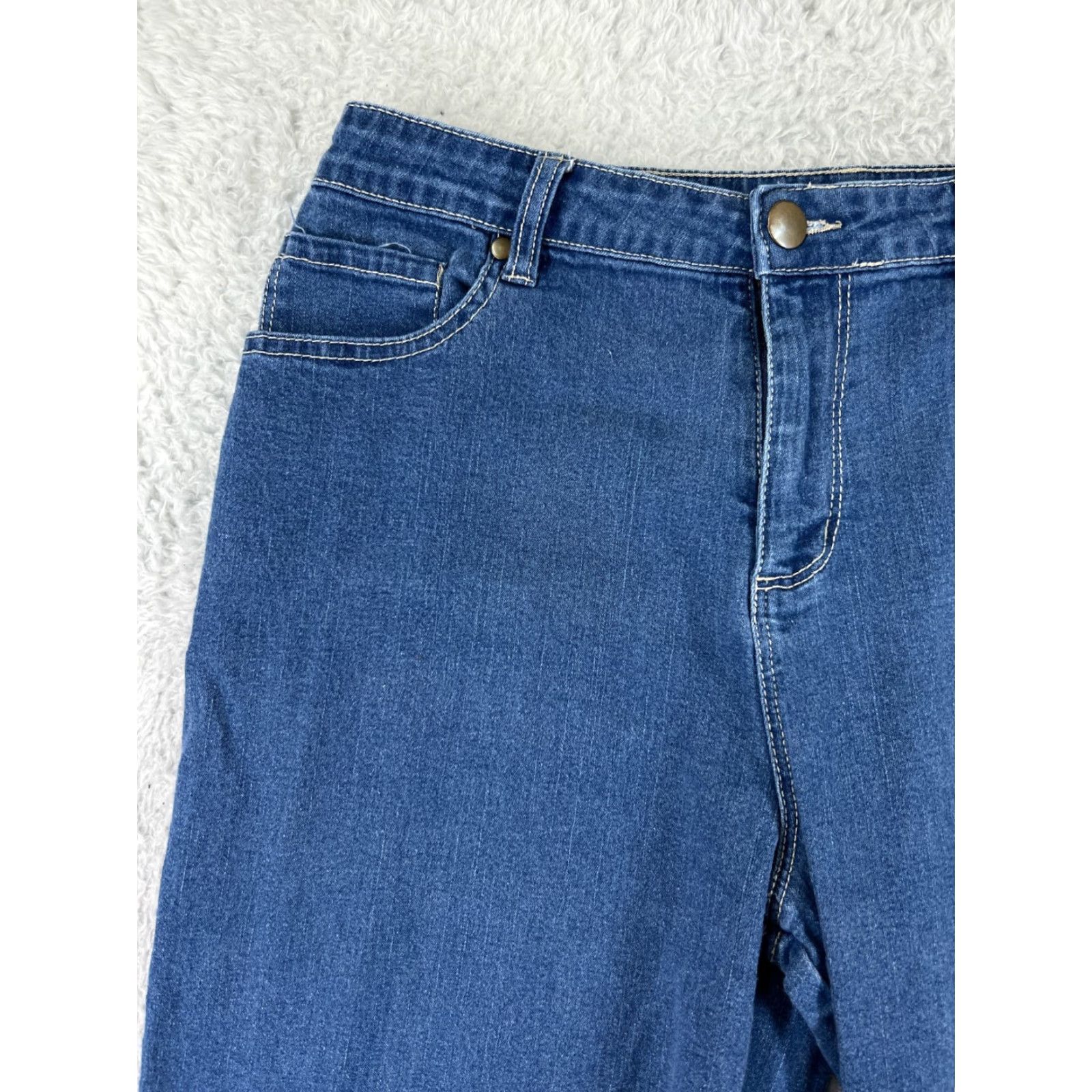 Denime Bedford Fair Jeans Women 10P Blue Denim Embroidered Paisley Floral Cotton Women Size 32" / US 10 / IT 46 - 7 Thumbnail