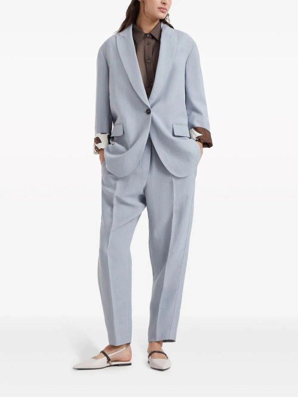 Brunello Cucinelli o1la1rc1a0425 Ladys Pants Suit in Grey Size L / US 10 / IT 46 - 2 Thumbnail