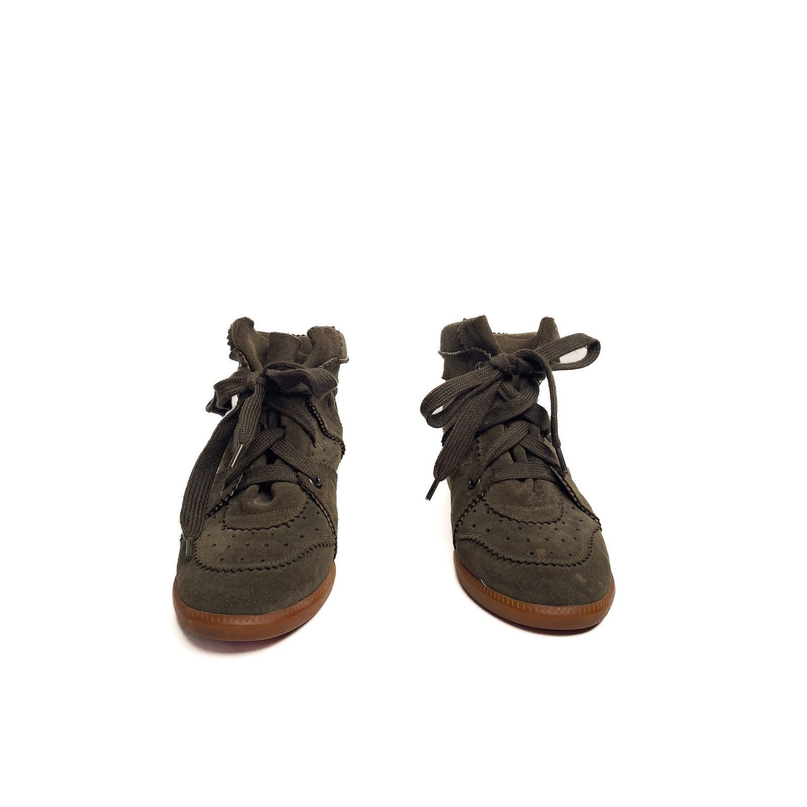 Isabel Marant Green Suede Wedge Sneaker Size US 9.5 / IT 39.5 - 3 Thumbnail