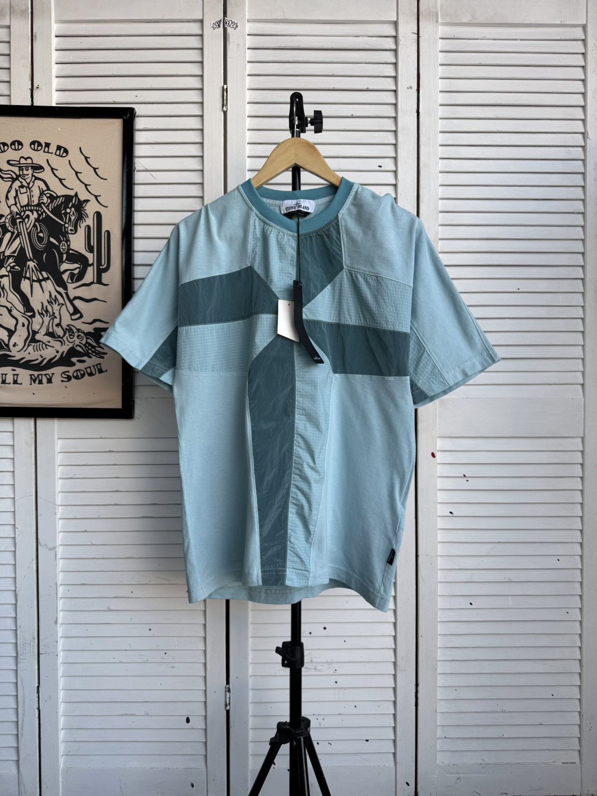 Stone Island Stone Island Nylon Metal Compass Big Logo Aqua Tee Shirt Size US S / EU 44-46 / 1 - 3 Thumbnail