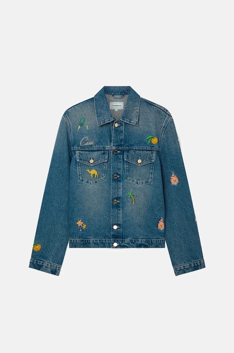 Casablanca o1mle0326 Denim Embroidered Motif Jacket in Blue Size US S / EU 44-46 / 1 - 1 Thumbnail