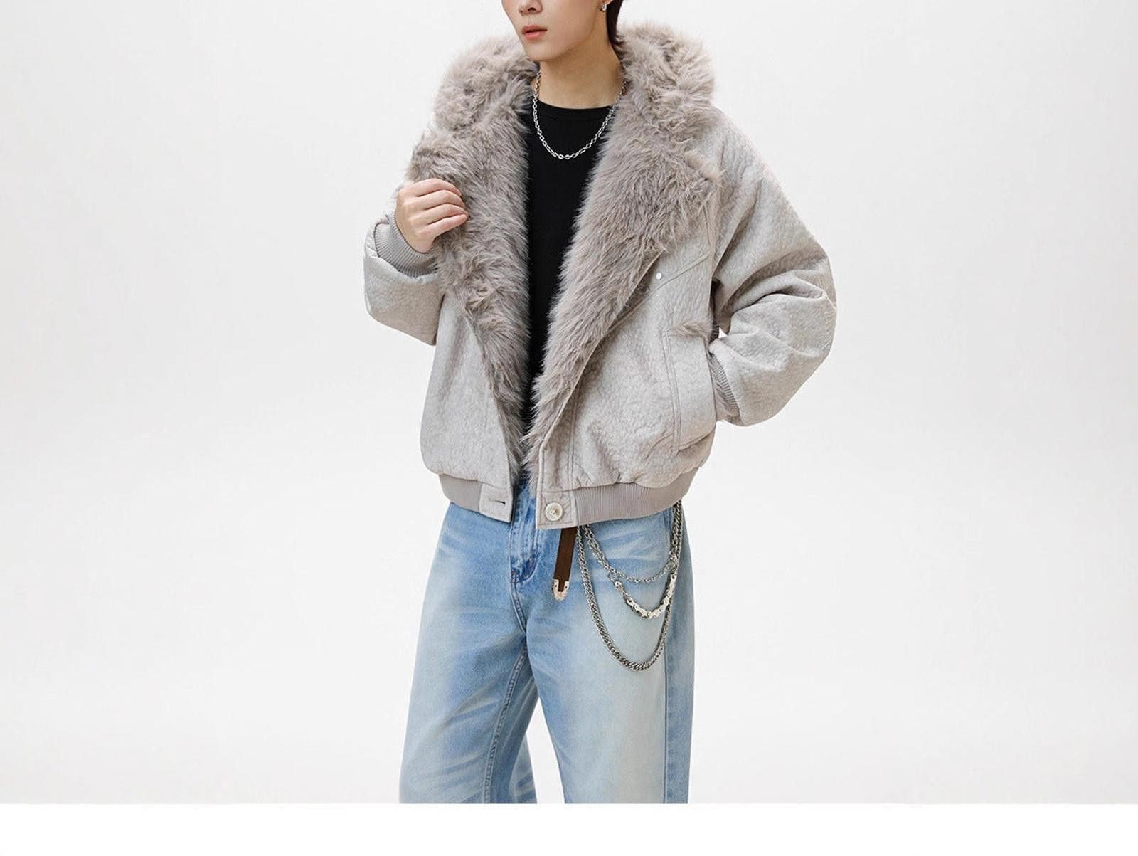 Japanese Brand Faux Fur Lined Bomber Jacket, Men's Winter Outerwear Size US L / EU 52-54 / 3 - 4 Thumbnail