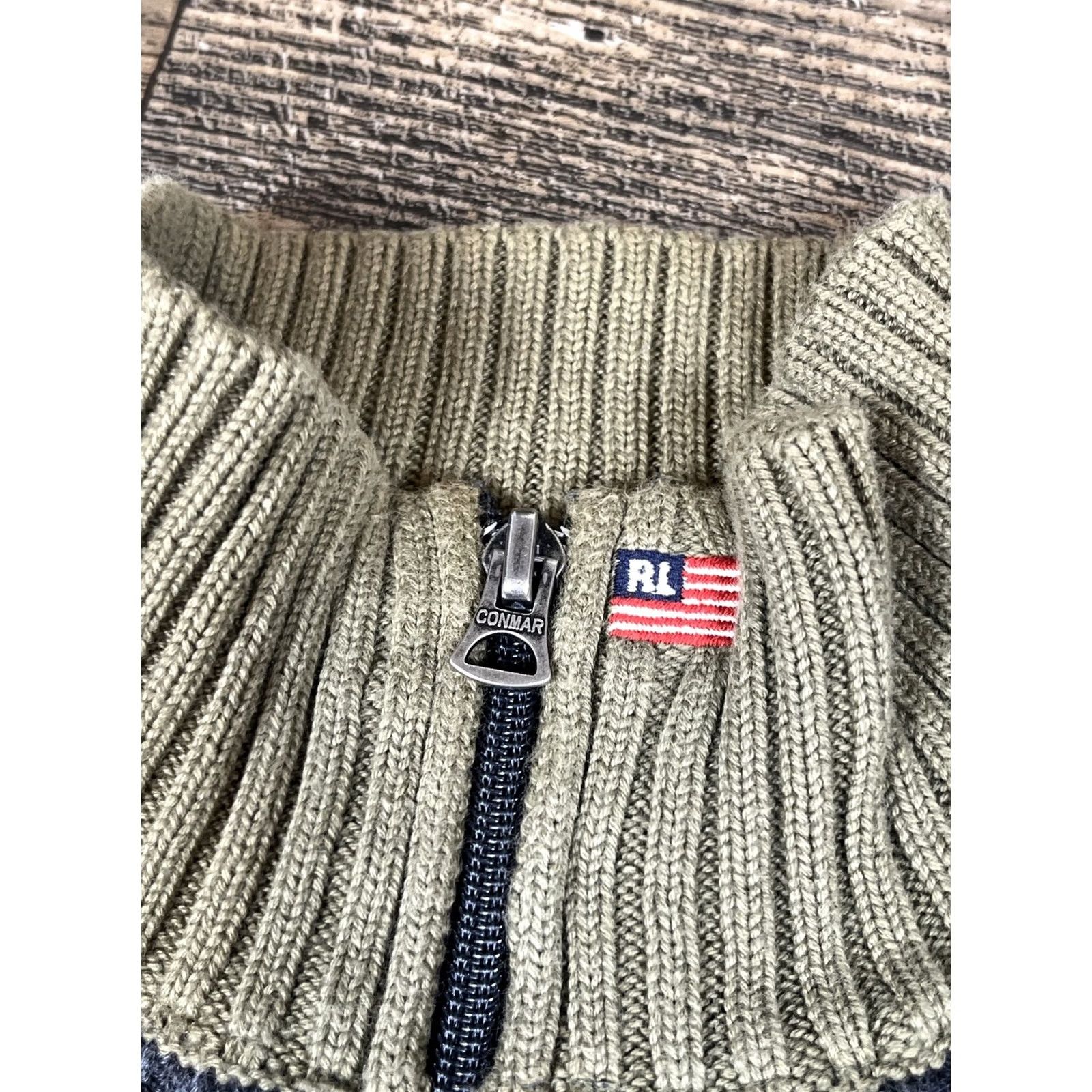 Ralph Lauren VINTAGE Ralph Lauren Jeans Co Sweater Mens L Mock Neck 1/4 Zip 2 Tone Gray Knit Pullover Size US L / EU 52-54 / 3 - 4 Thumbnail