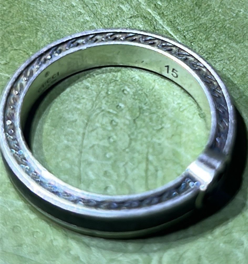 Gucci Gucci Interlocking G Enamel Thin Ring Black Ag925 Size ONE SIZE - 5 Thumbnail
