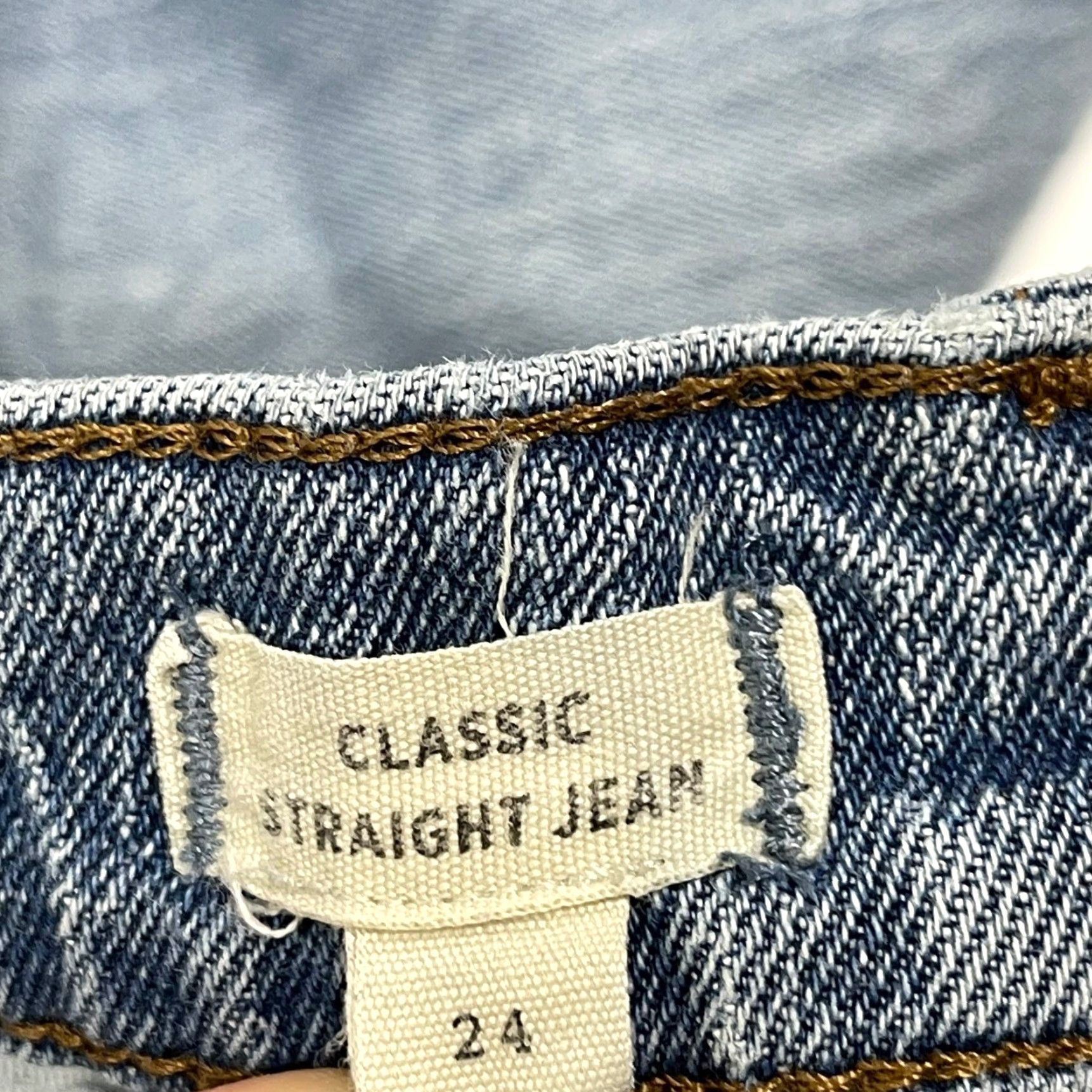 Madewell VINTAGE Madewell Jeans Womens 24 Blue Denim Classic Straight Leg Cotton Blend FlAW Size 42" / US 20 - 5 Thumbnail