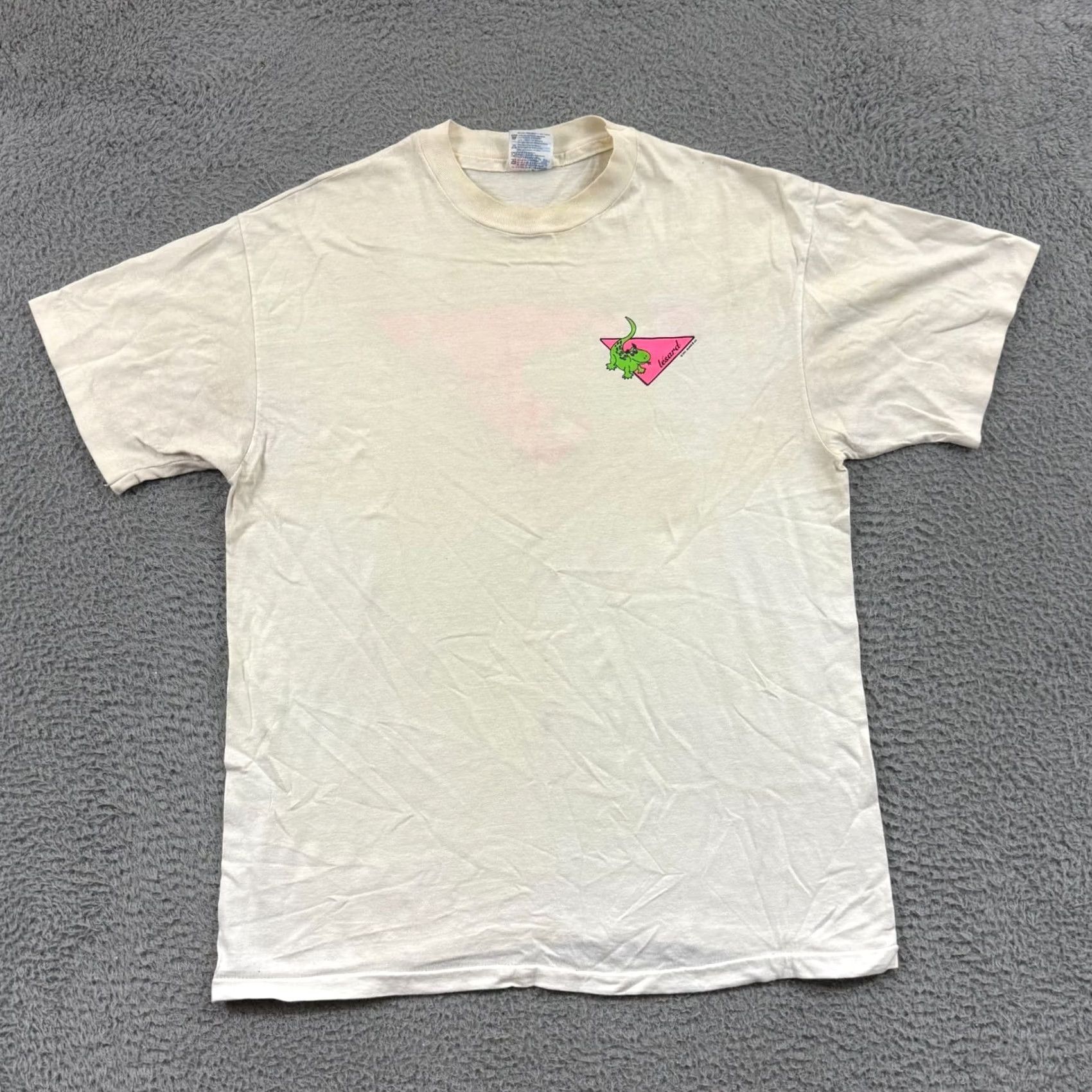 Hanes VINTAGE Hanes T-Shirt Adult Large White Crew Neck Short Sleeve 90s Dinosaur USA Mens Size US L / EU 52-54 / 3 - 2 Thumbnail