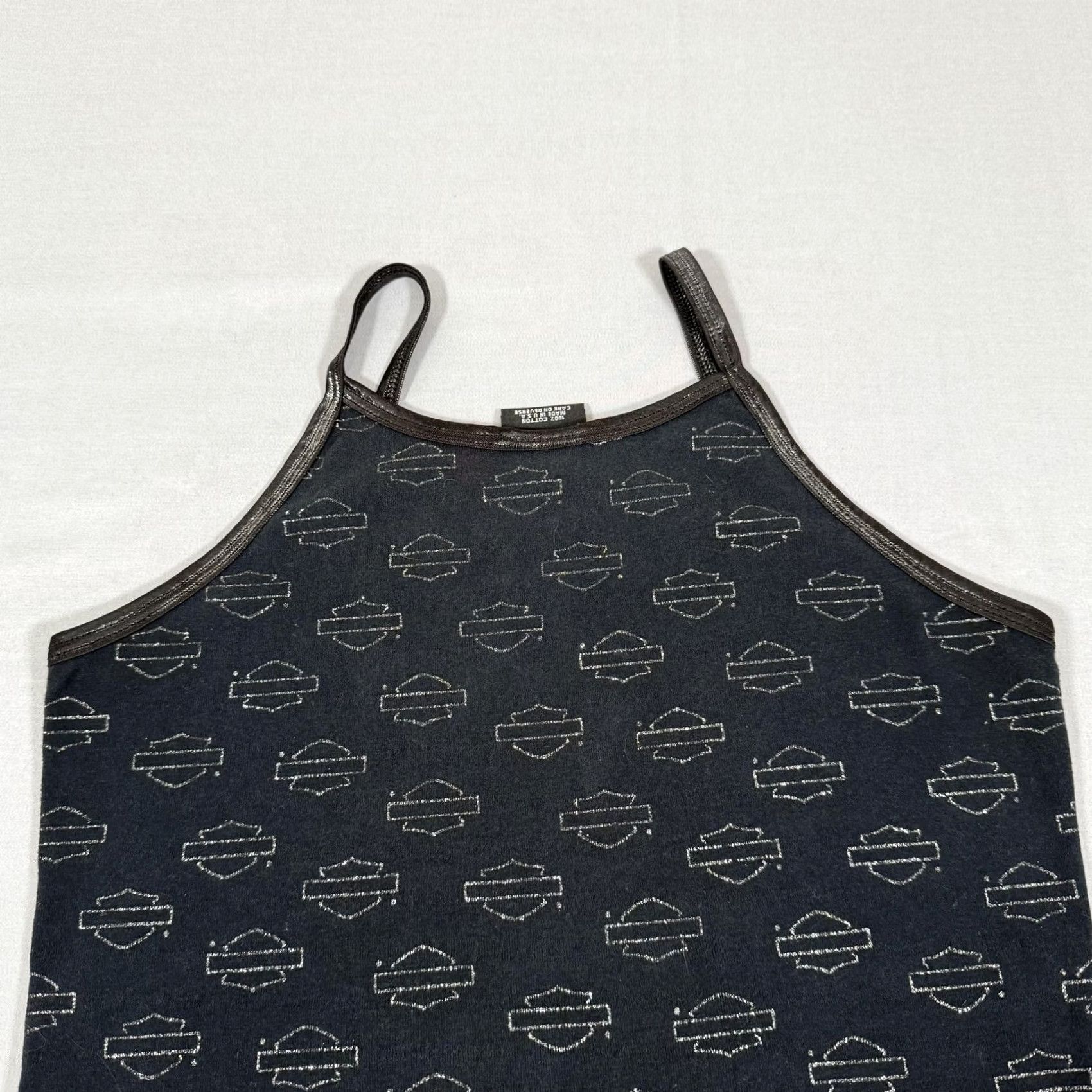 Harley Davidson Harley-Davidson Tank Womens Large Black All Over Print Vintage 90s Y2K Shirt Size L / US 10 / IT 46 - 7 Thumbnail