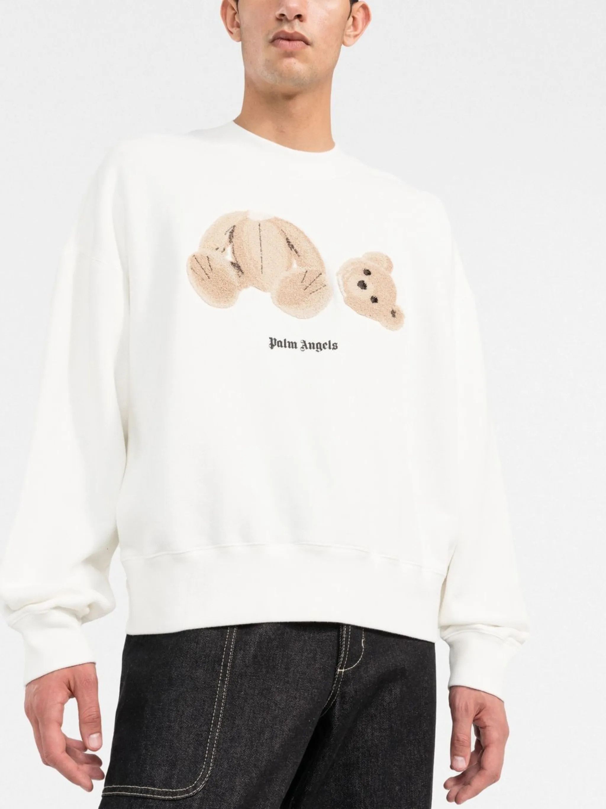 Palm Angels o1gr1nt0325 Kill The Bear Crewneck Sweatshirt in White Size US M / EU 48-50 / 2 - 3 Thumbnail