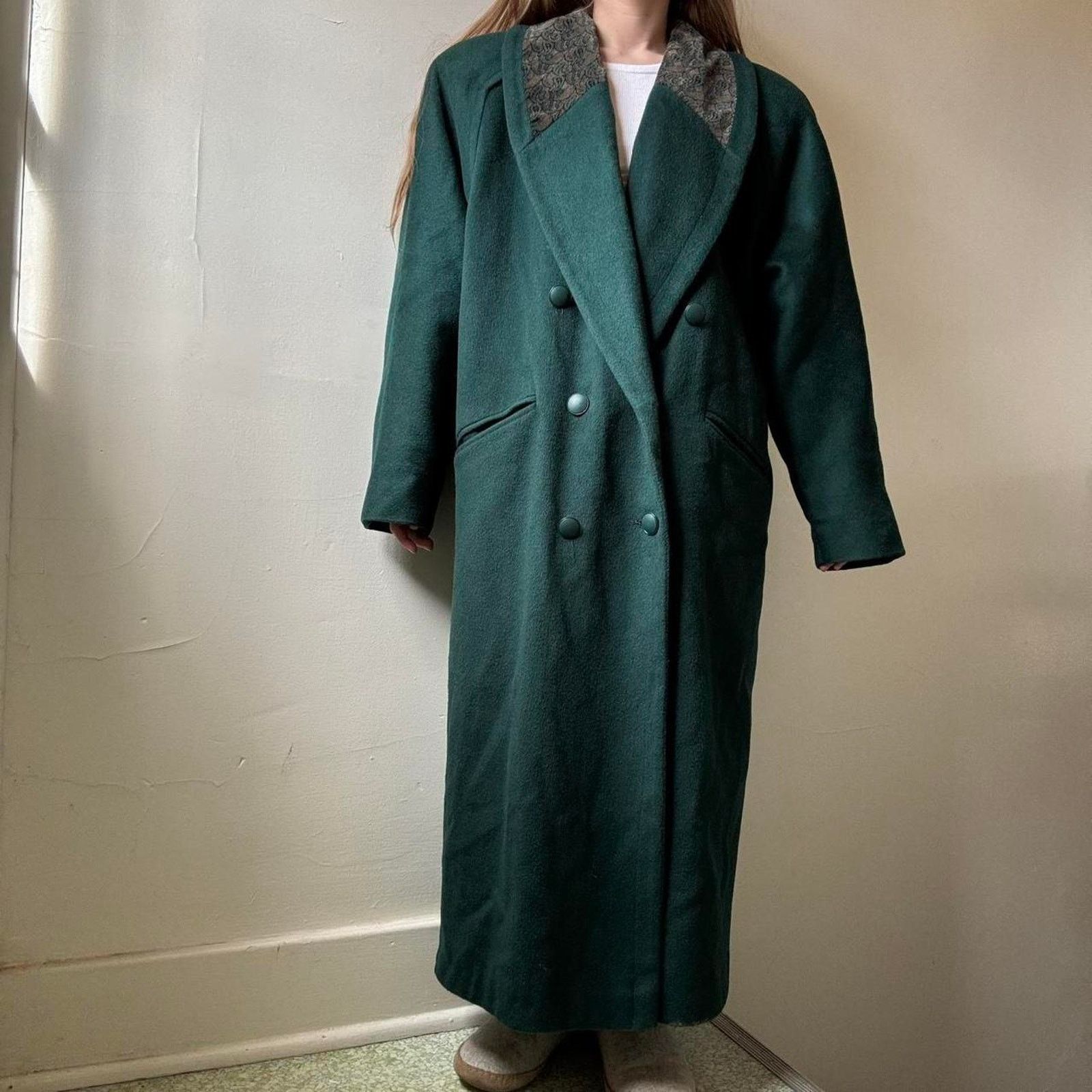 Vintage Vintage Donnybrook Green Long Double Breasted Coat Menswear Size US L / EU 52-54 / 3 - 3 Thumbnail