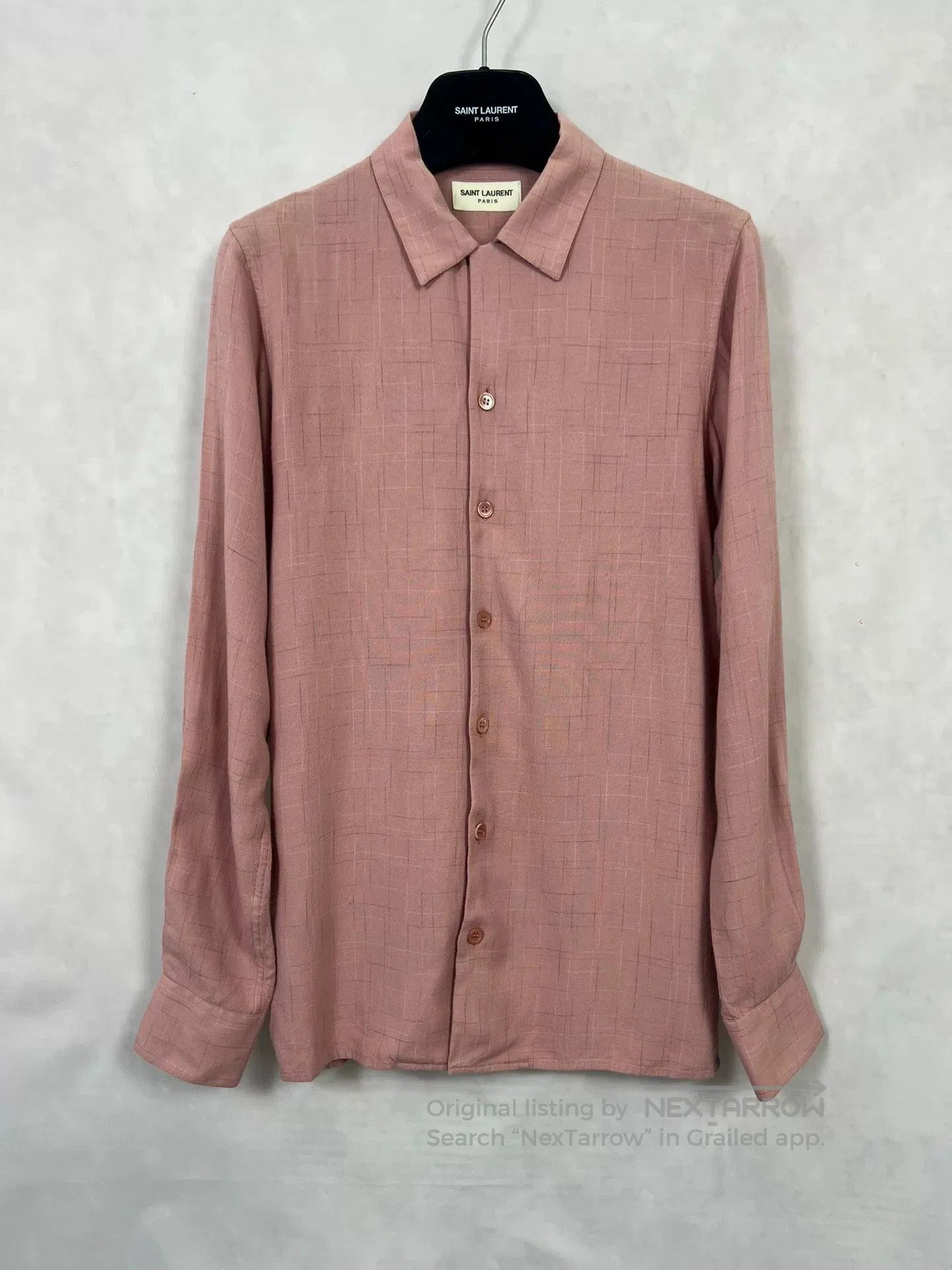 Saint Laurent Paris Saint Laurent Pink Bamboo Stripe Shirt. Size XS / US 0-2 / IT 36-38 - 1 Thumbnail