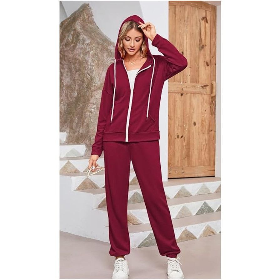 The Unbranded Brand Casual Outfit Sweatsuit Zipper Hoodie Drawstring Pant, LARGE Size 34" / US 12 / IT 48 - 2 Thumbnail