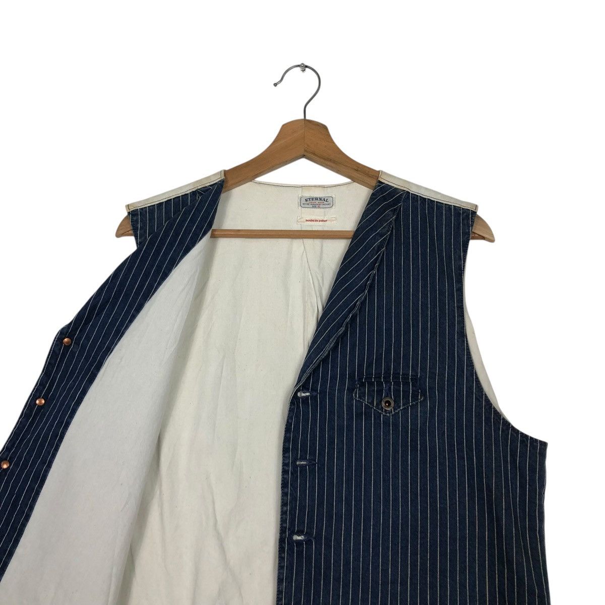 Eternal 🔥VINTAGE WAIST COATS VEST ETERNAL HICKORY CHORE STRIPED Size US L / EU 52-54 / 3 - 15 Thumbnail