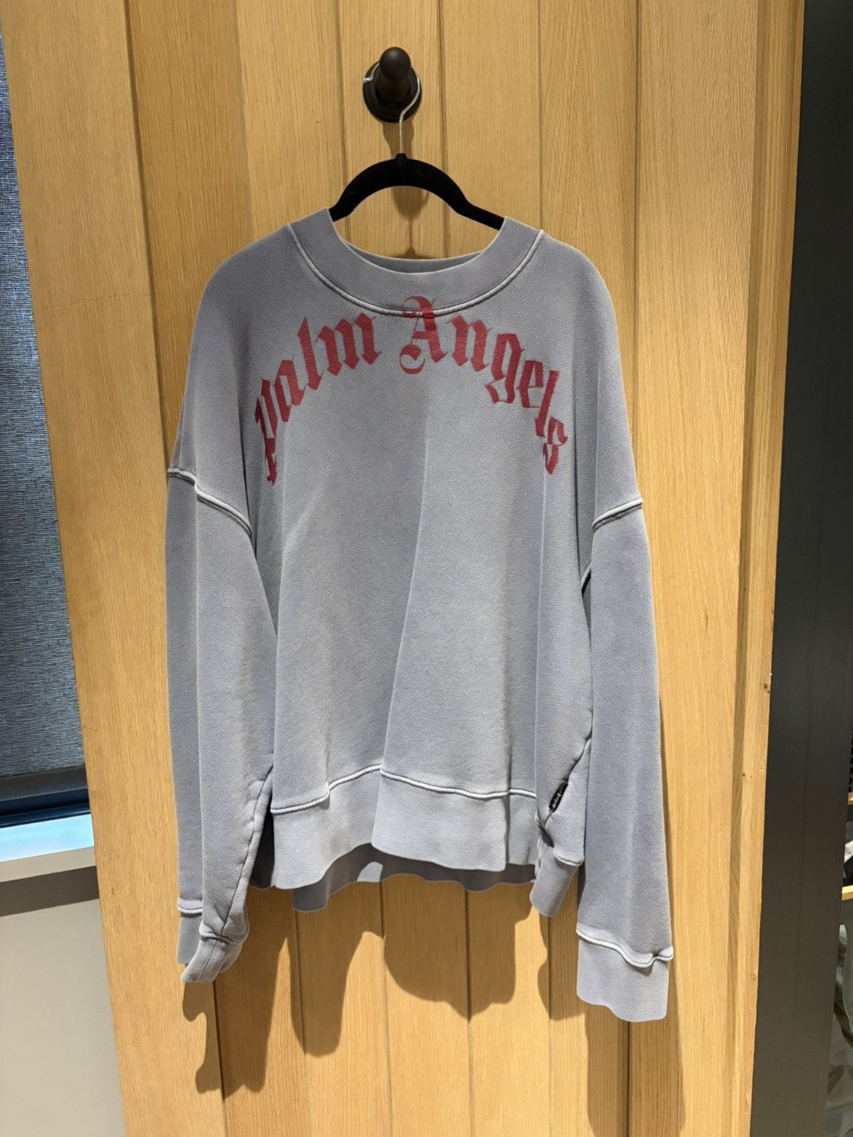 Palm Angels Palm Angels Grey Logo Crewneck Sweatshirt (Oversized Fit) Size US L / EU 52-54 / 3 - 2 Thumbnail