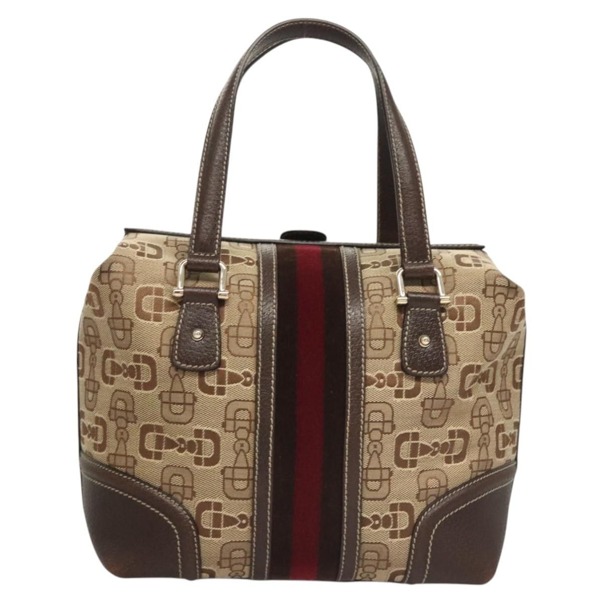 Gucci GUCCI Hand Bag Canvas Brown Gold Size ONE SIZE - 2 Thumbnail