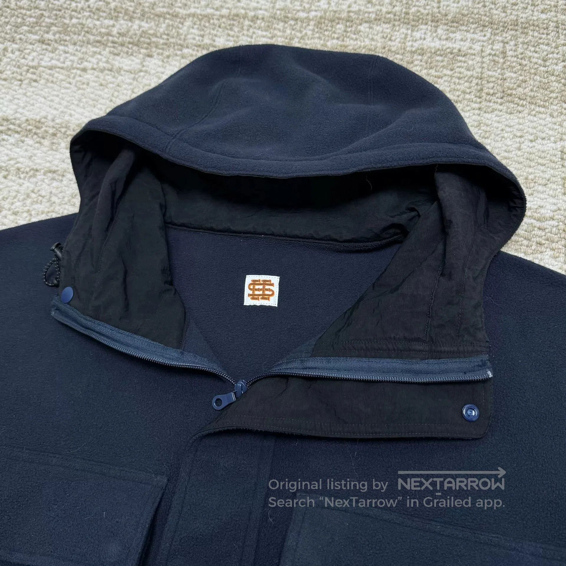 Japanese Brand navy fleece hooded jacket with pockets. Size US XXL / EU 58 / 5 - 3 Thumbnail